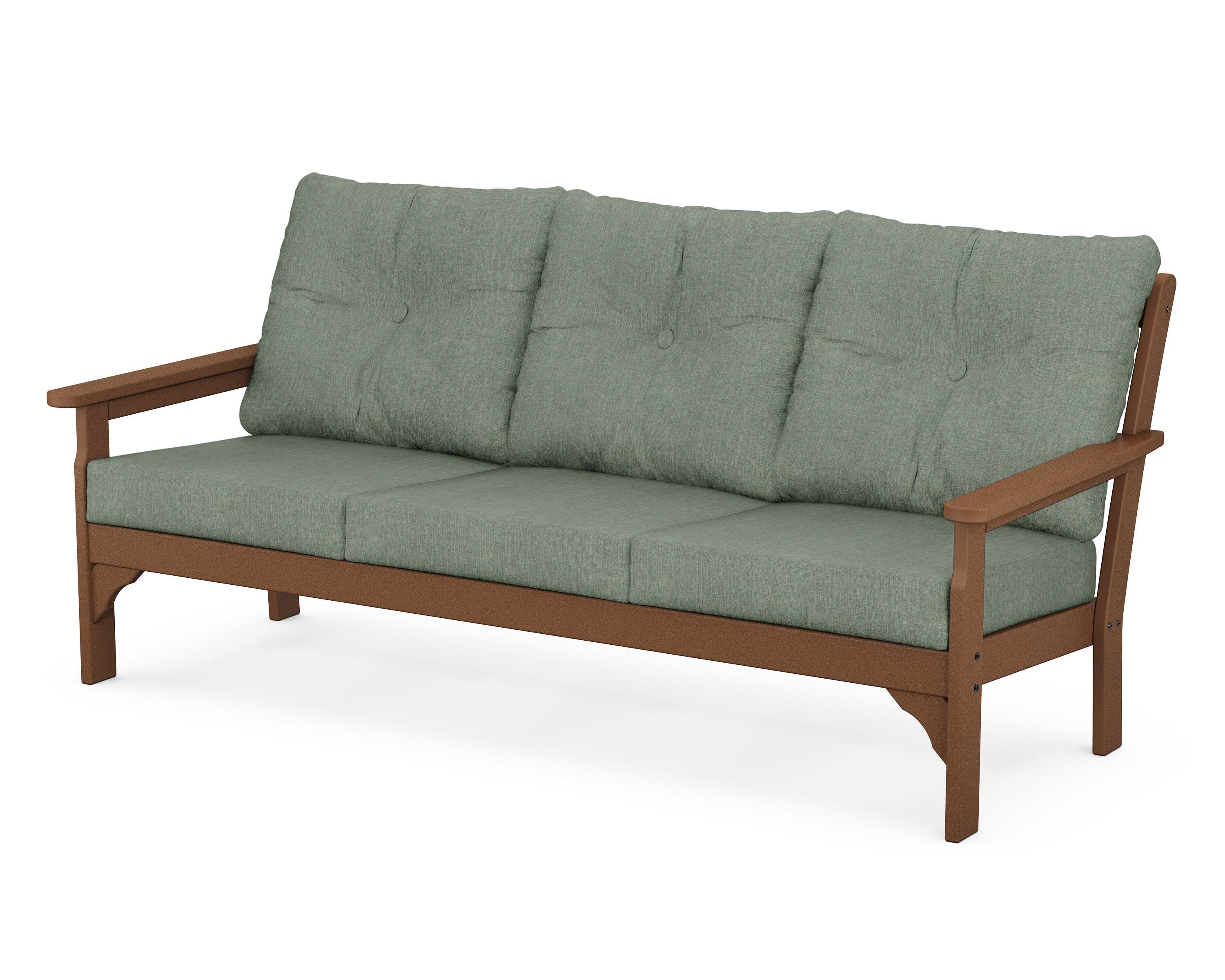 POLYWOOD® Vineyard Deep Seating Sofa in Teak / Cast Sage