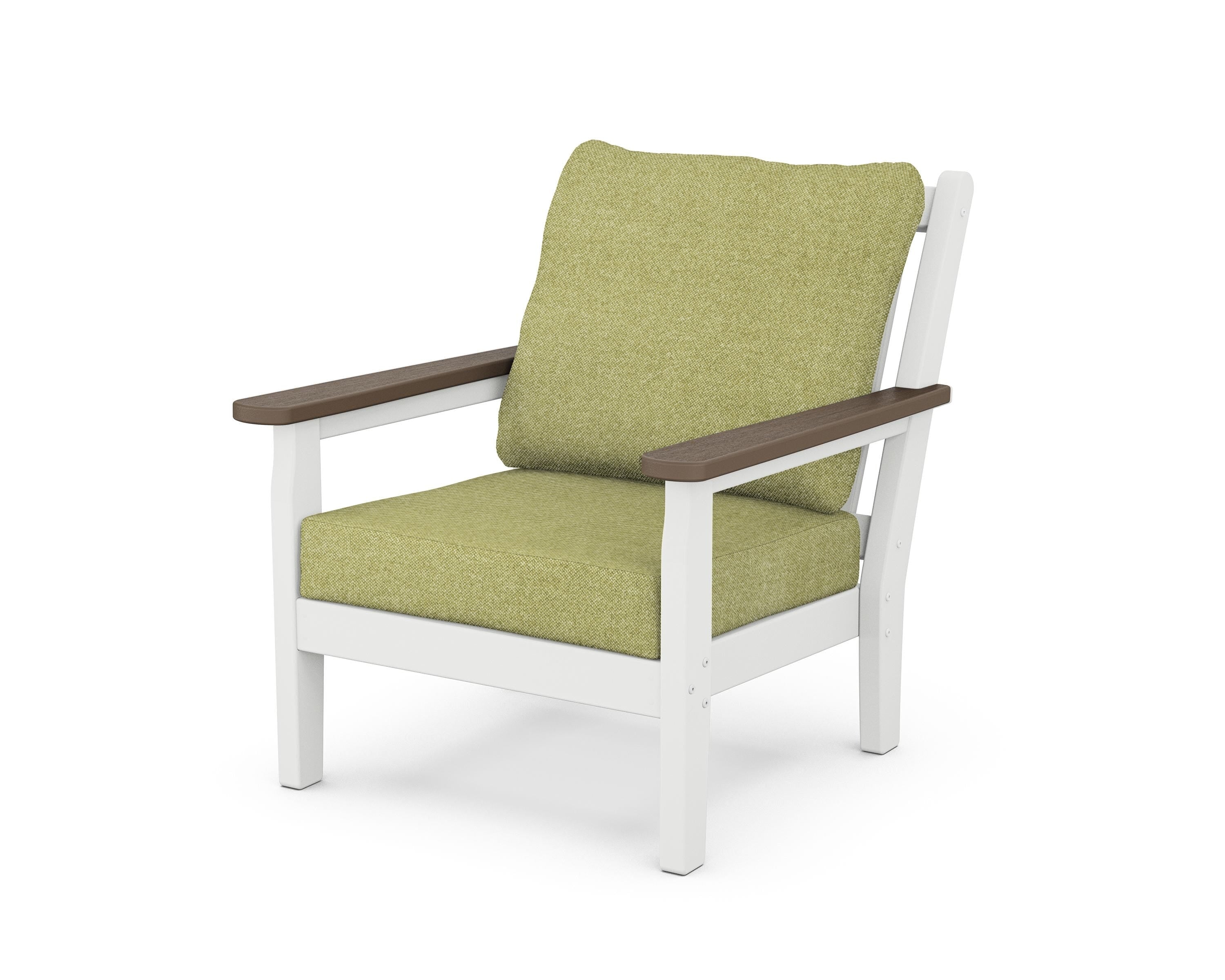 POLYWOOD® Chippendale Deep Seating Chair in White / Kona / Chartreuse Boucle
