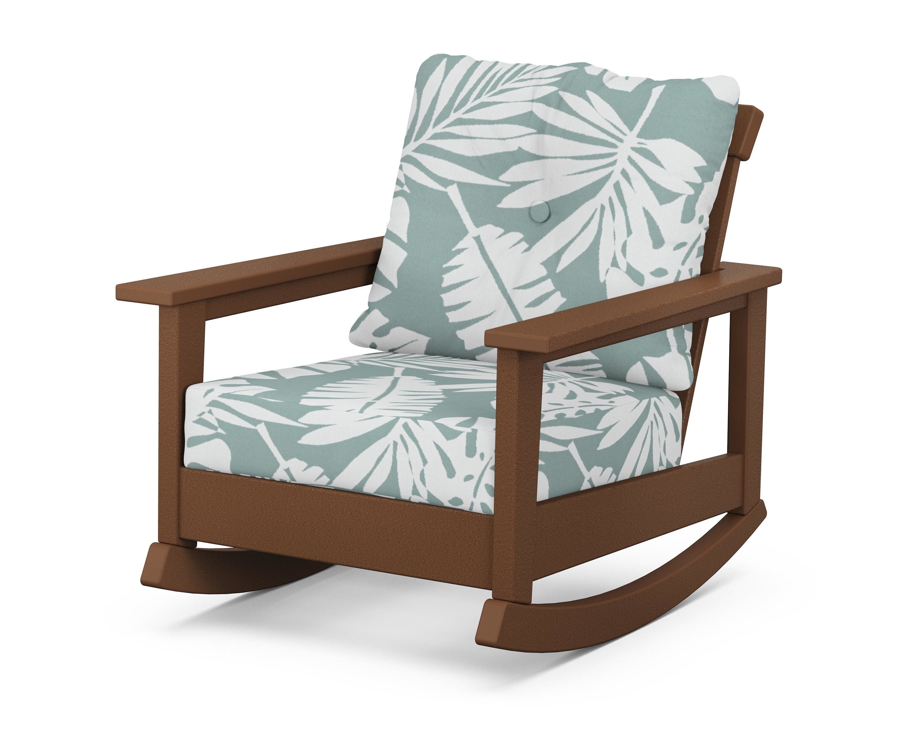 POLYWOOD® Prescott Deep Seating Rocking Chair in Teak / Leaf Glacier Spa