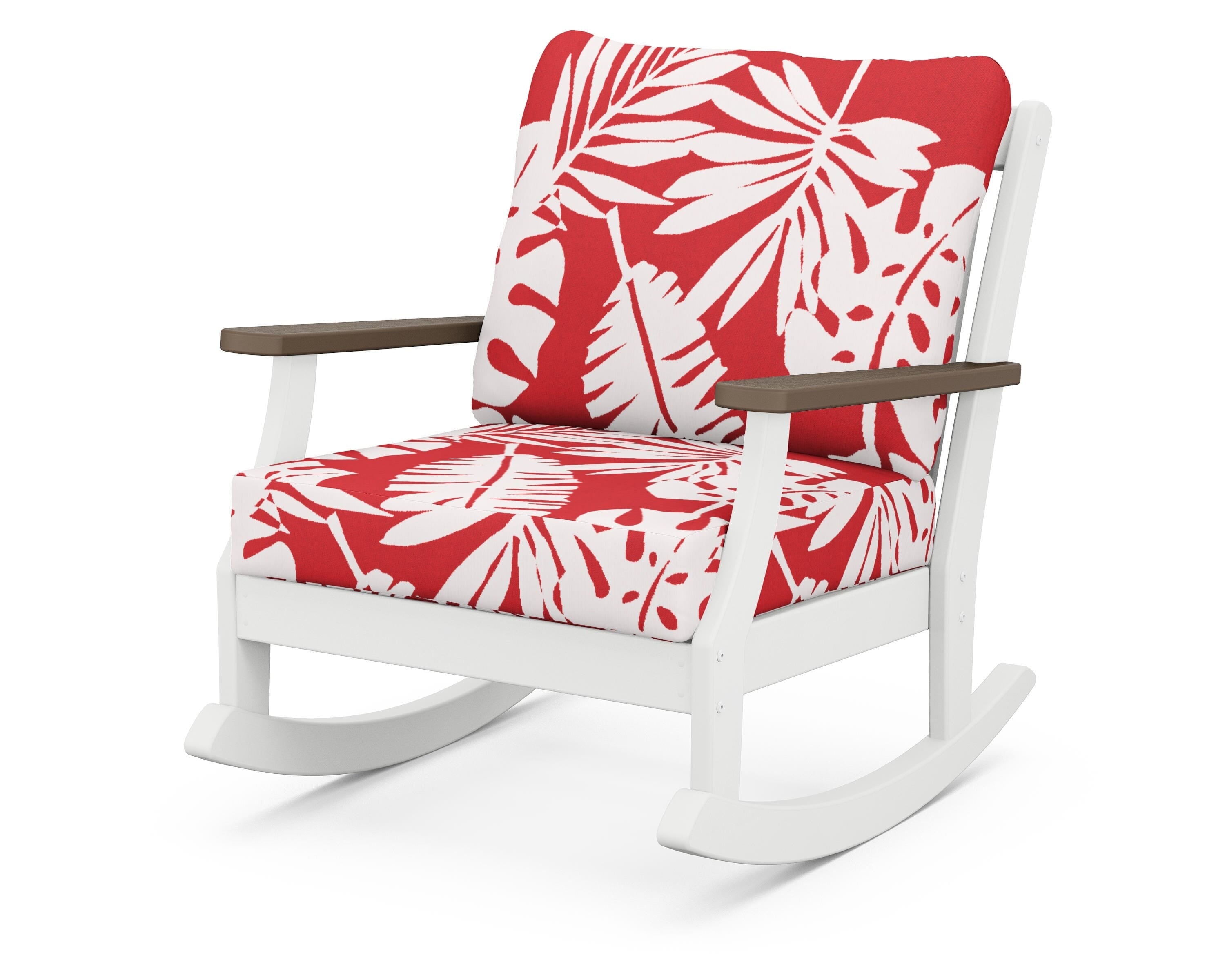POLYWOOD® Braxton Deep Seating Rocking Chair in White / Kona / Leaf Crimson