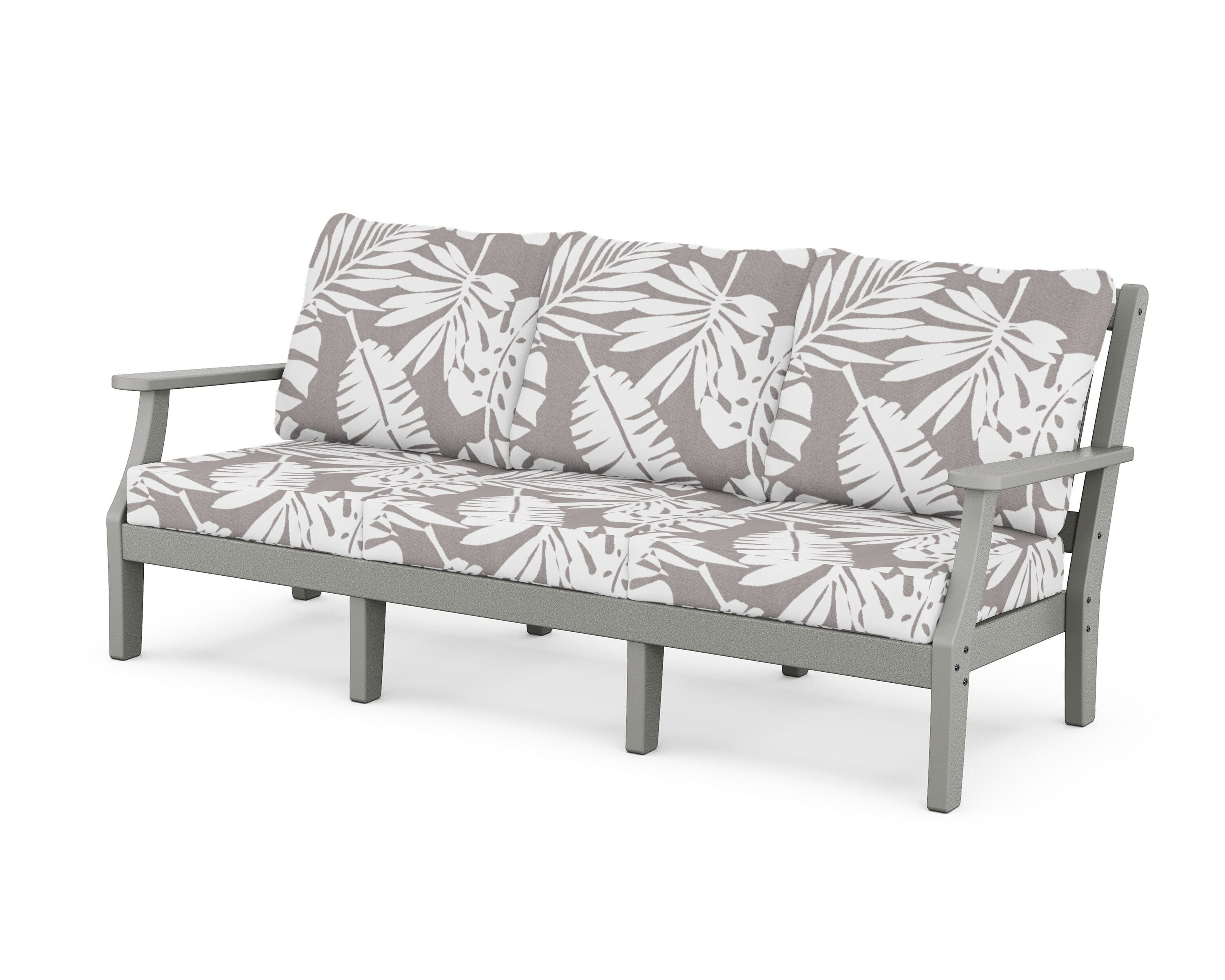 Martha Stewart by POLYWOOD® Chinoiserie Deep Seating Sofa in Slate Grey / Leaf Grey Mist