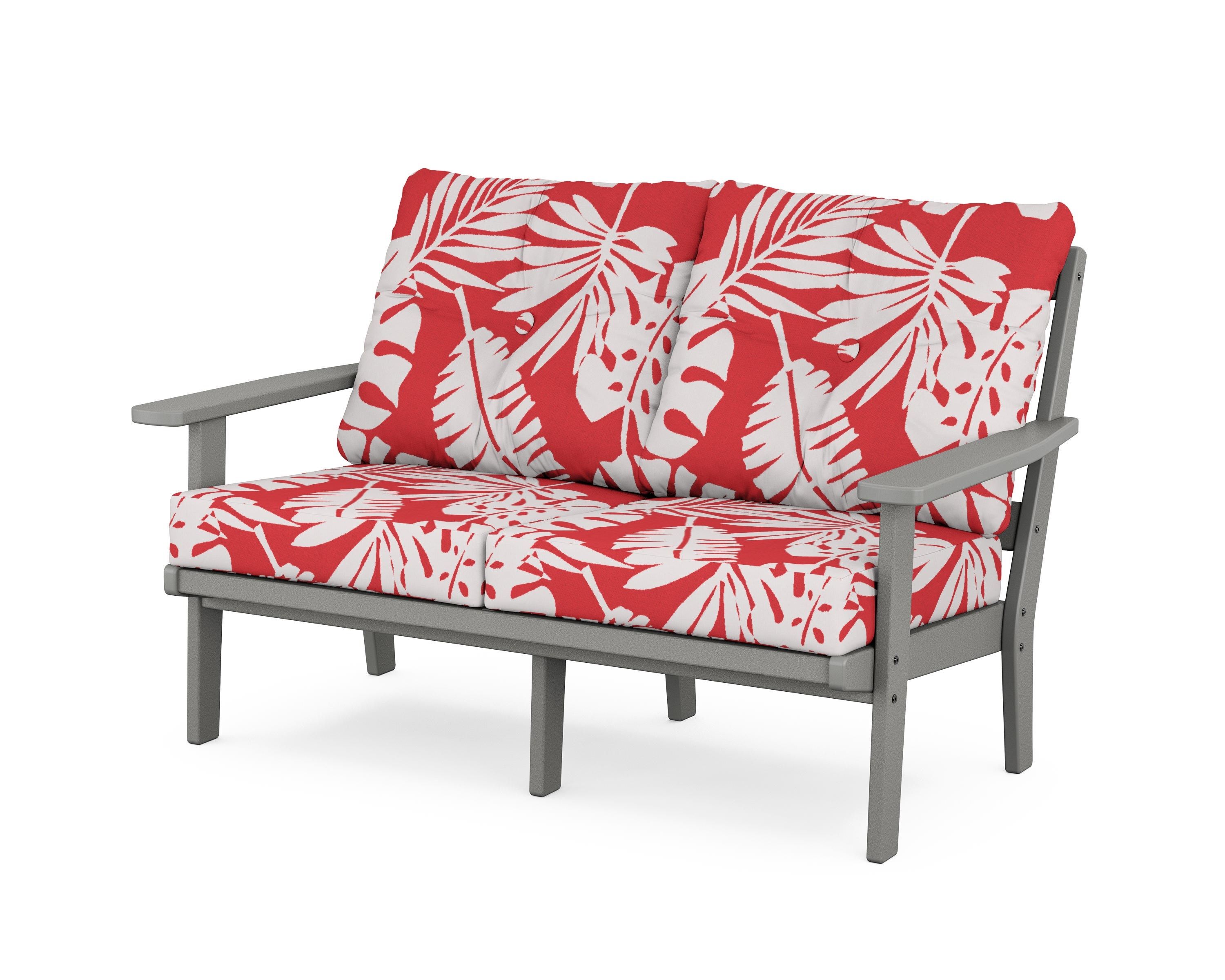 POLYWOOD® Oxford Deep Seating Loveseat in Slate Grey / Leaf Crimson