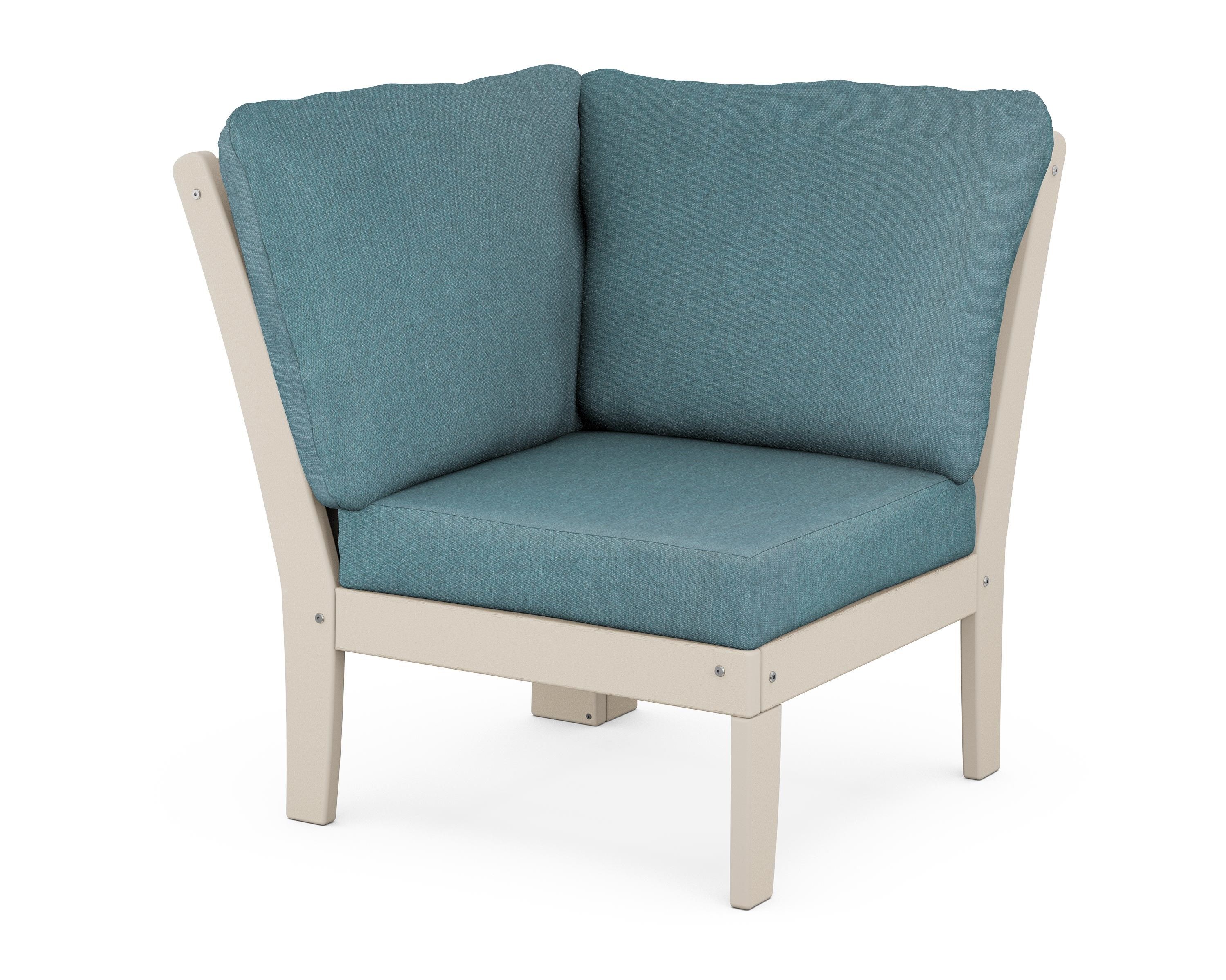 POLYWOOD® Braxton Modular Corner Chair in Sand / Ocean Teal