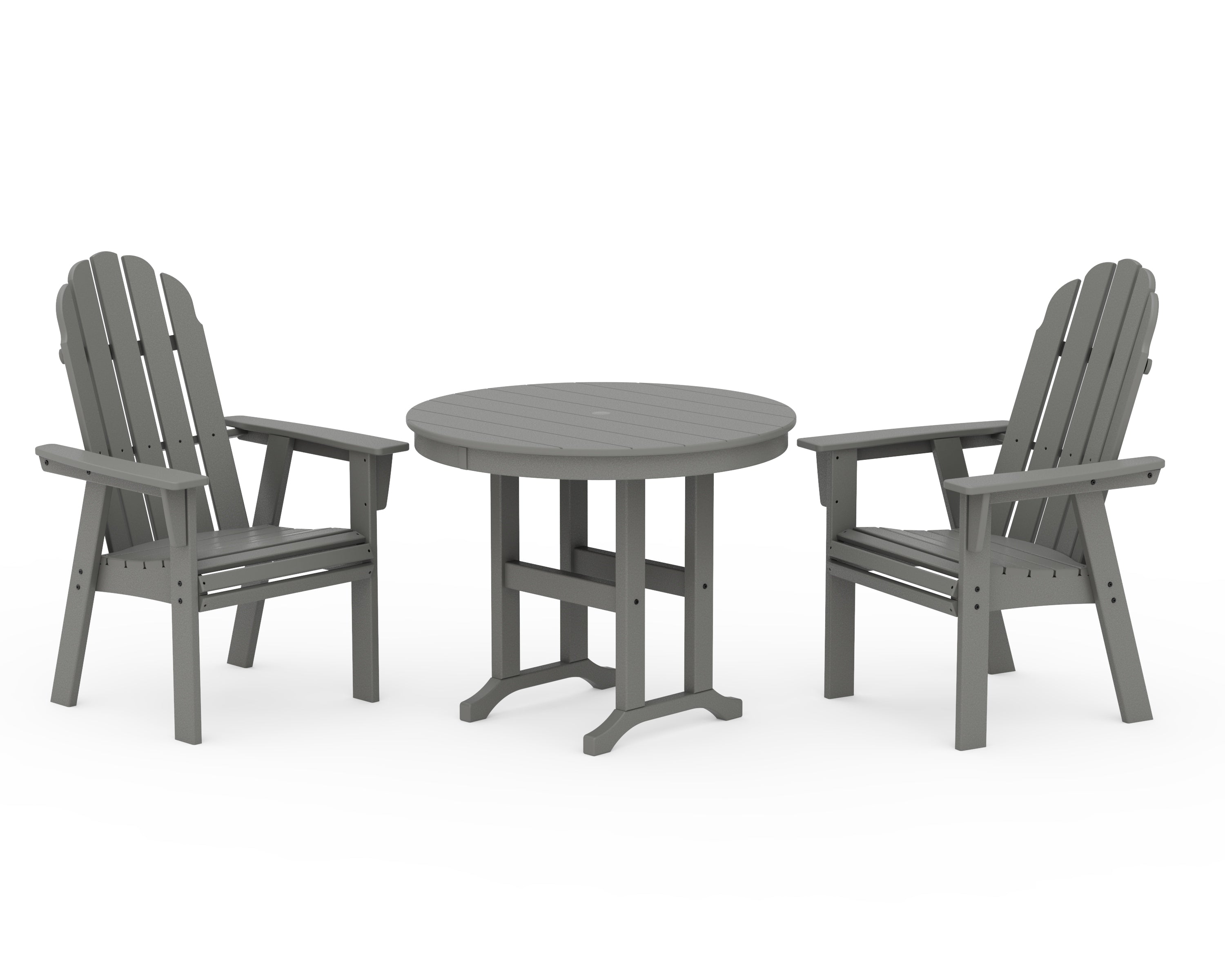 POLYWOOD® Vineyard Adirondack 3-Piece Round Dining Set in Slate Grey