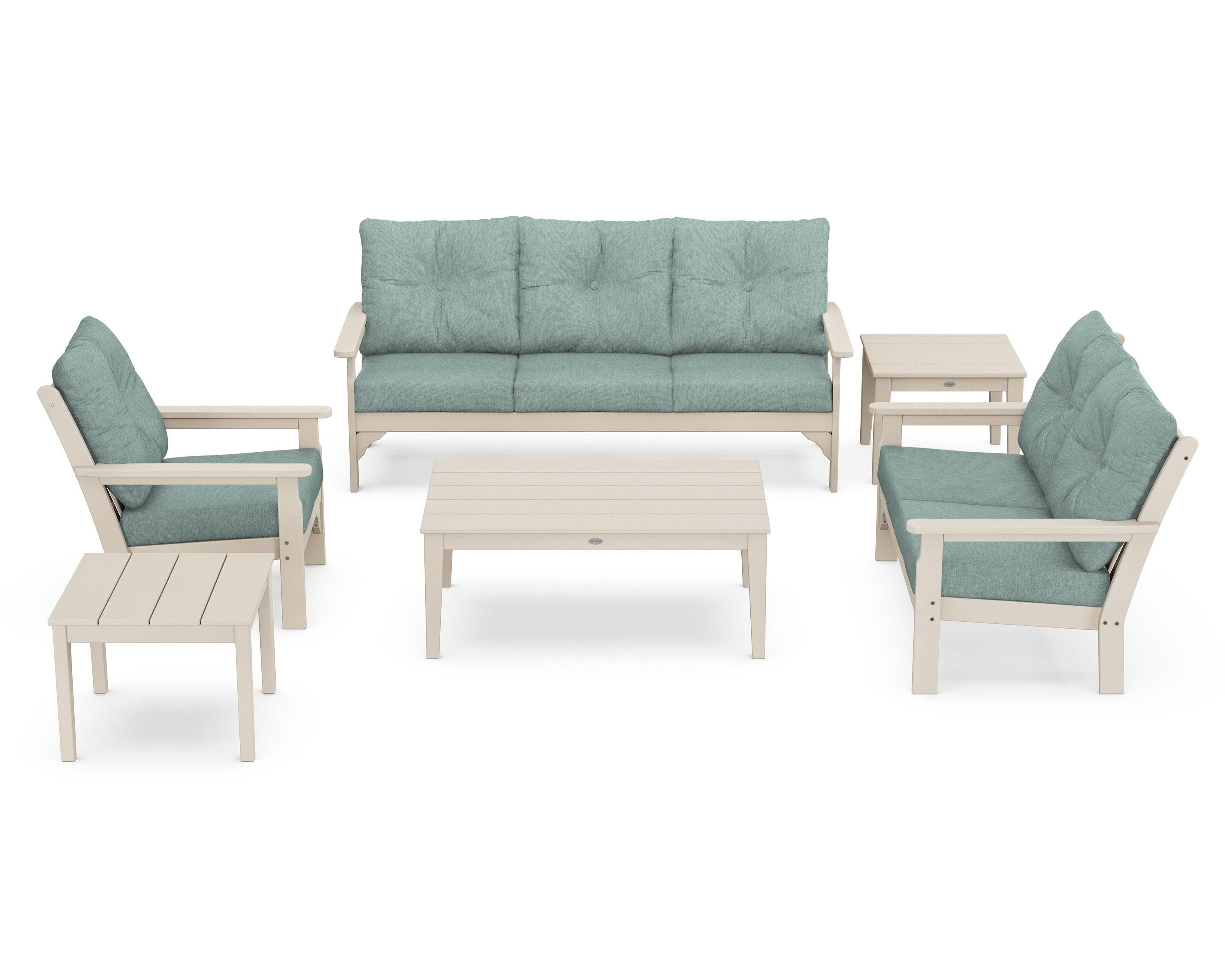 POLYWOOD® Vineyard 6-Piece Deep Seating Set in Sand / Glacier Spa