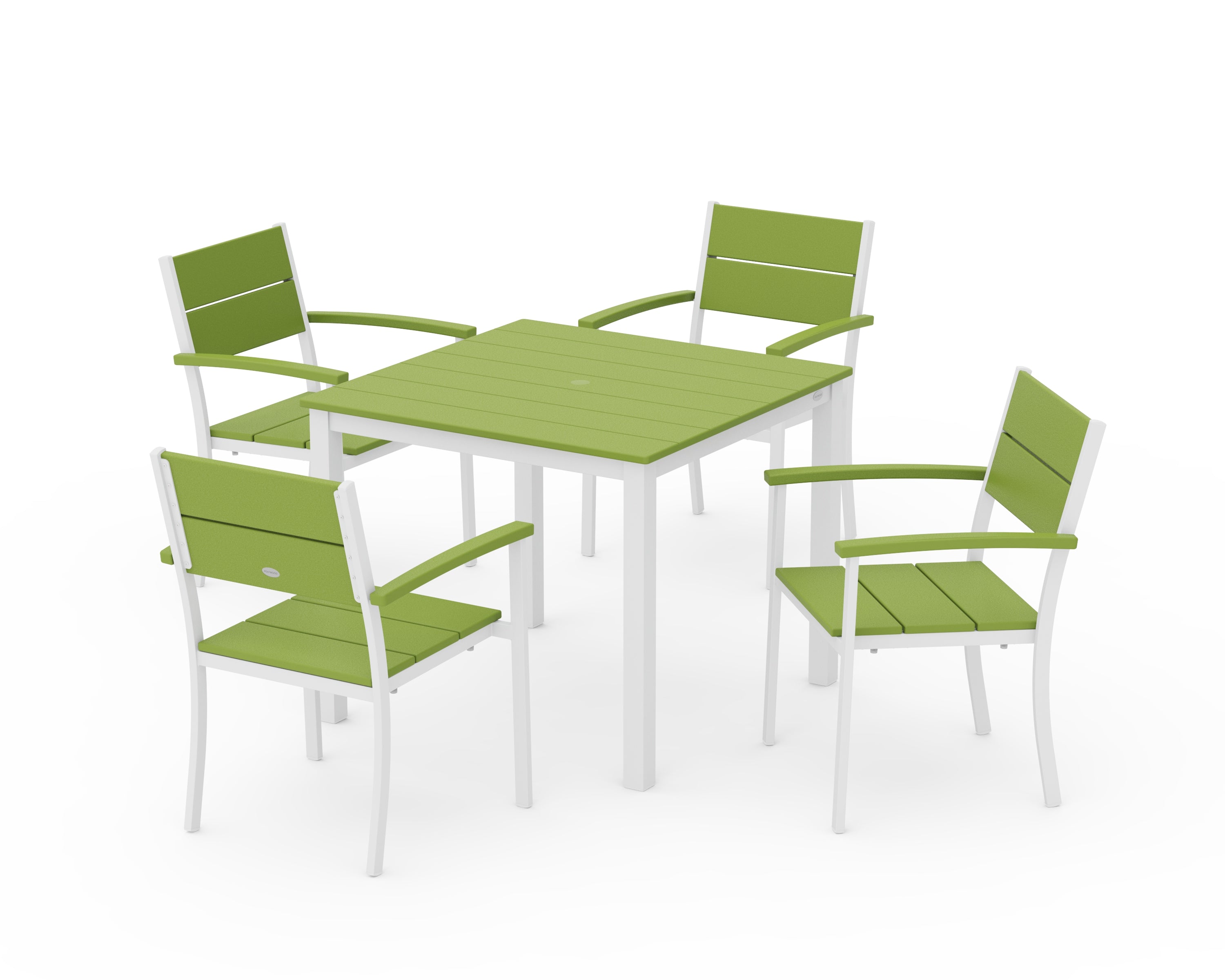POLYWOOD® Main Street 5-Piece Dining Set in White / Lime