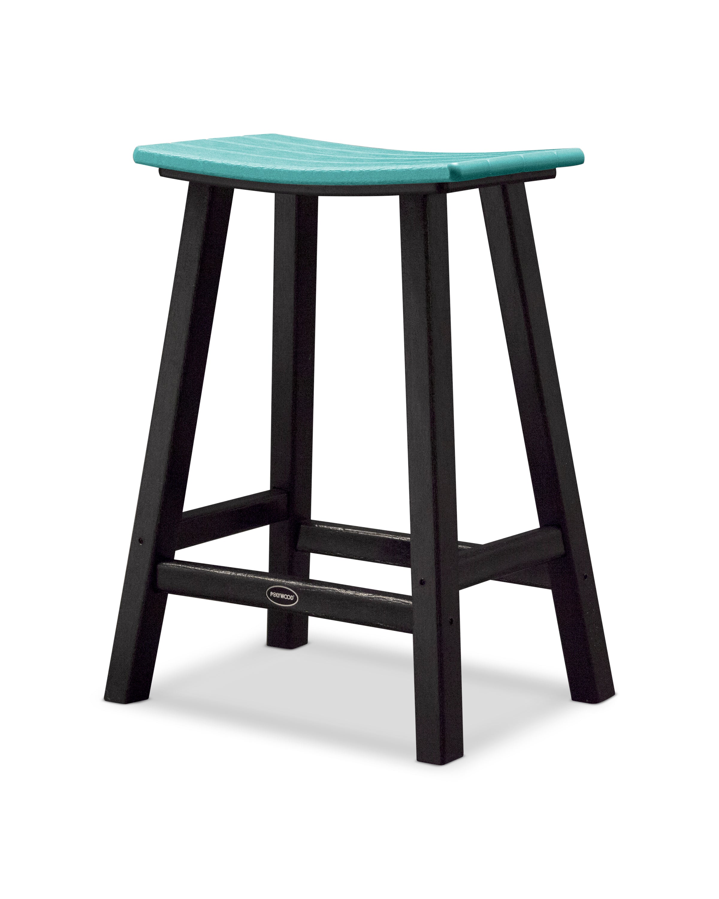 POLYWOOD® Contempo 24" Saddle Counter Stool in Black / Aruba