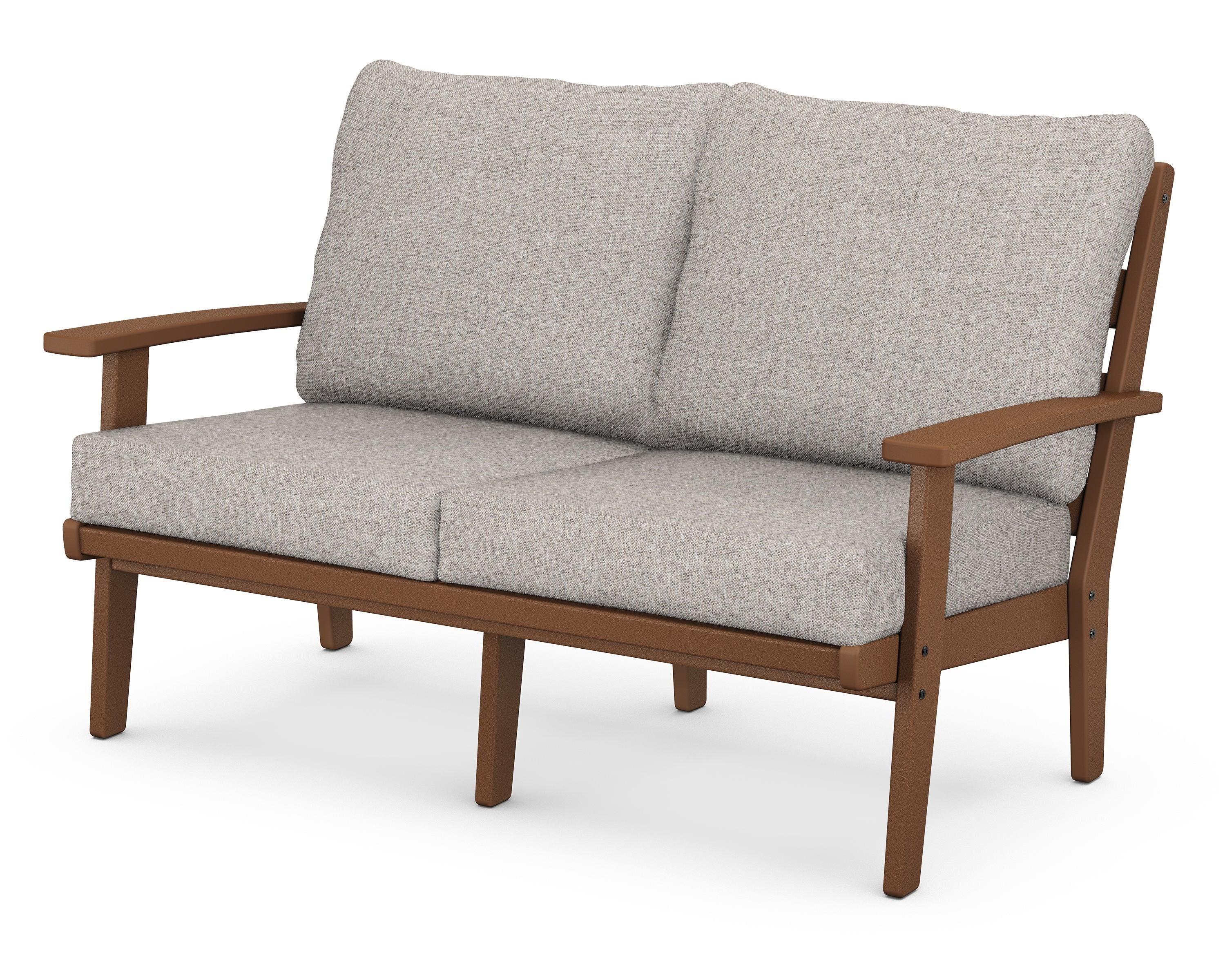 POLYWOOD® Grant Park Deep Seating Loveseat in Teak / Weathered Tweed
