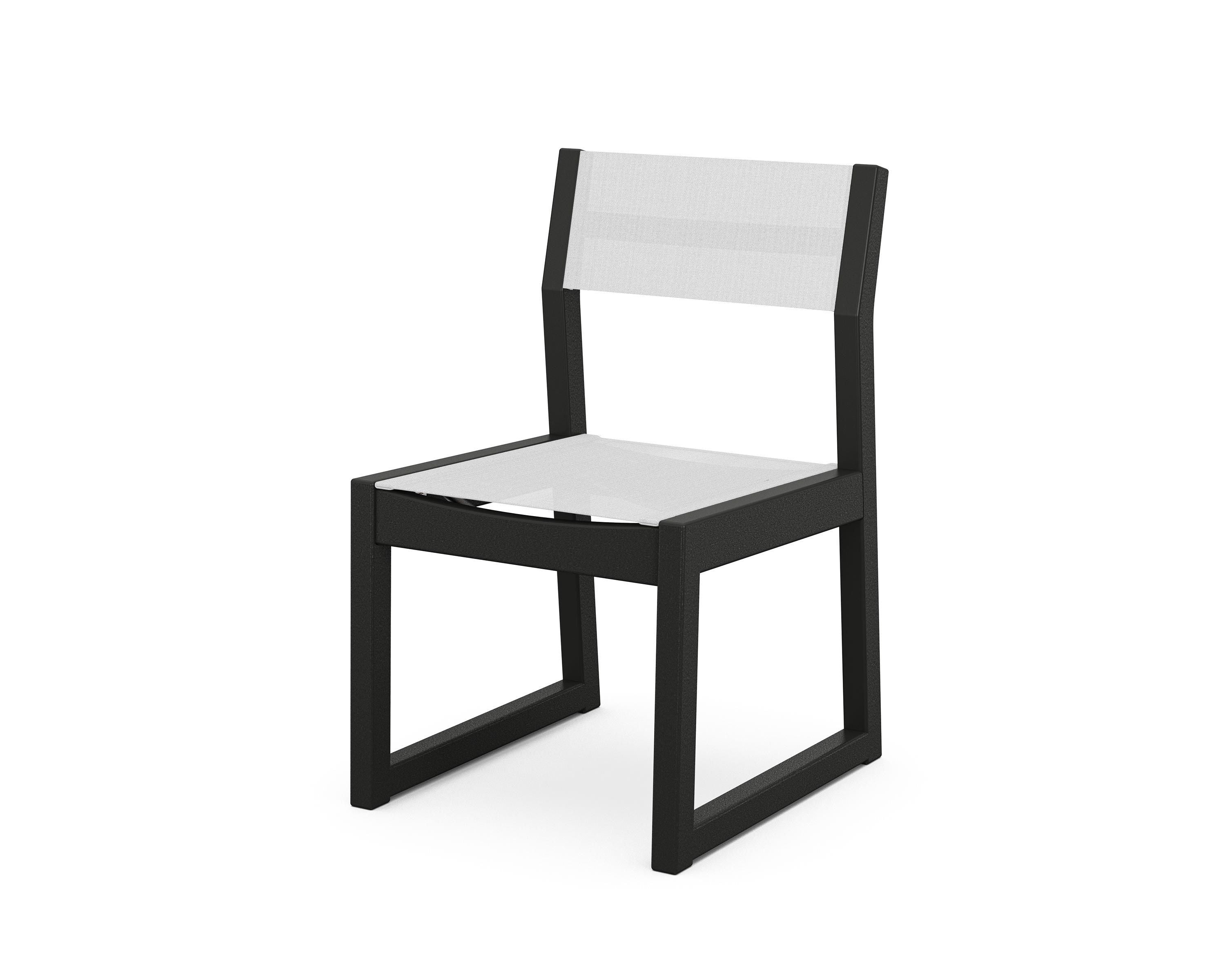 POLYWOOD® Edge Sling Dining Side Chair - 2 Chairs in Black / White Sling