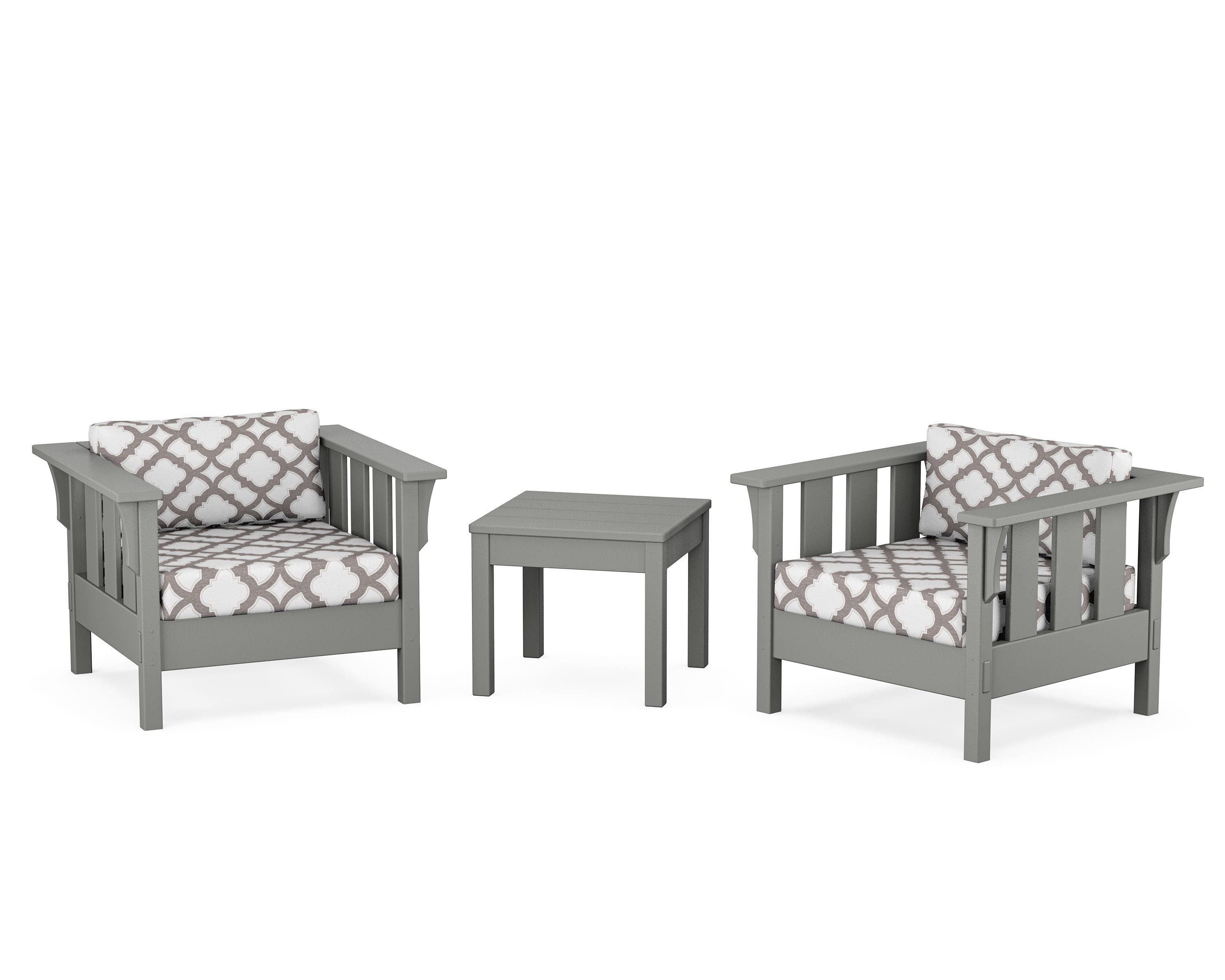 Martha Stewart by POLYWOOD® Acadia 3-Piece Deep Seating Set in Slate Grey / Trellis Grey Mist