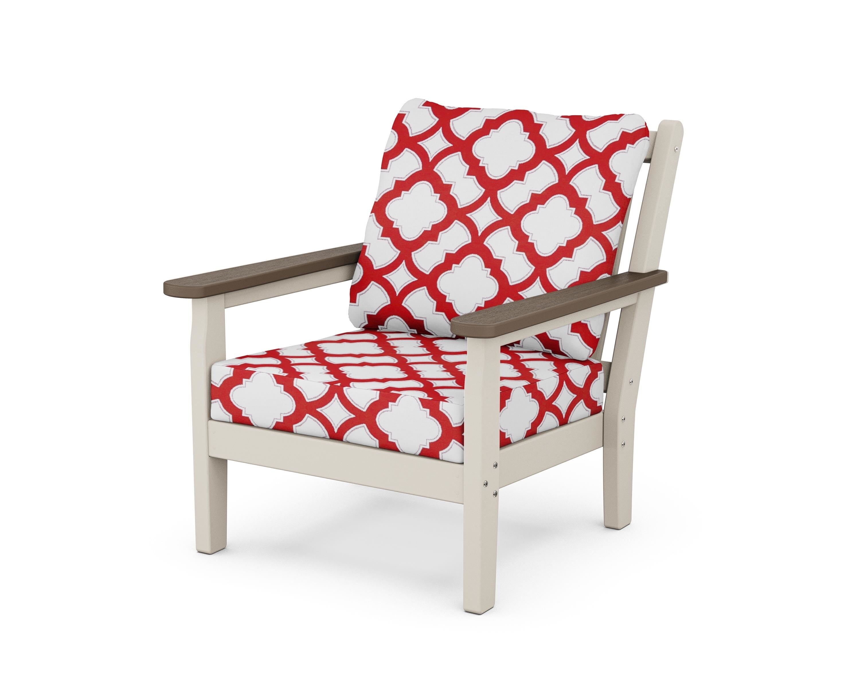 POLYWOOD® Chippendale Deep Seating Chair in Sand / Kona / Trellis Crimson