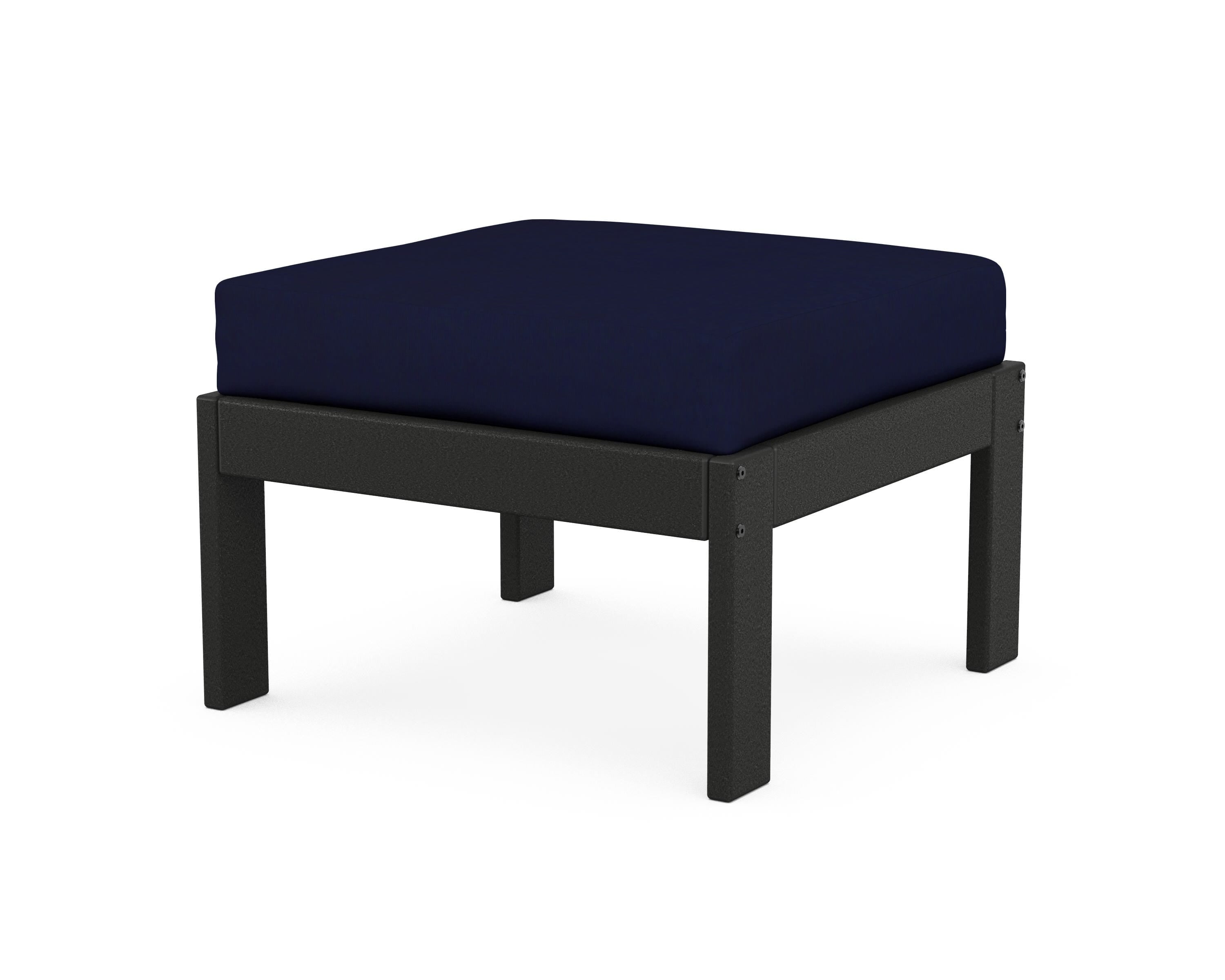 POLYWOOD® Vineyard Modular Ottoman in Black / Navy