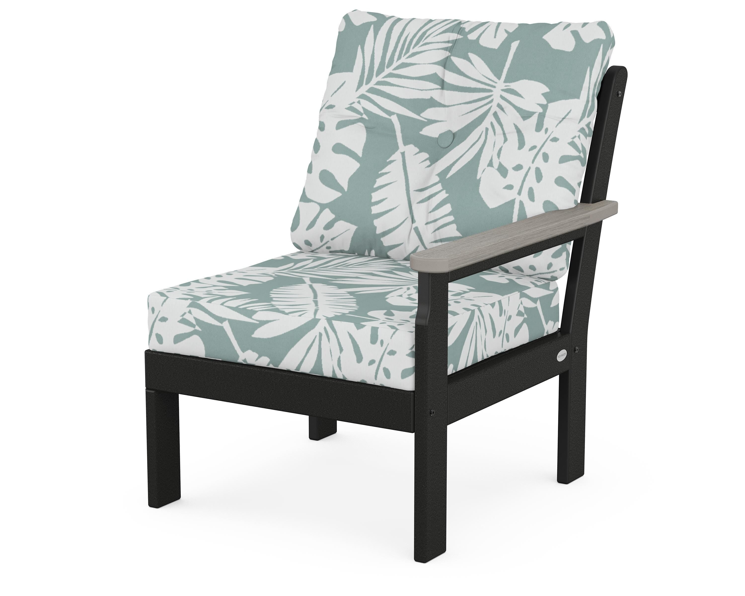 POLYWOOD® Vineyard Modular Right Arm Chair in Black / Driftwood / Leaf Glacier Spa