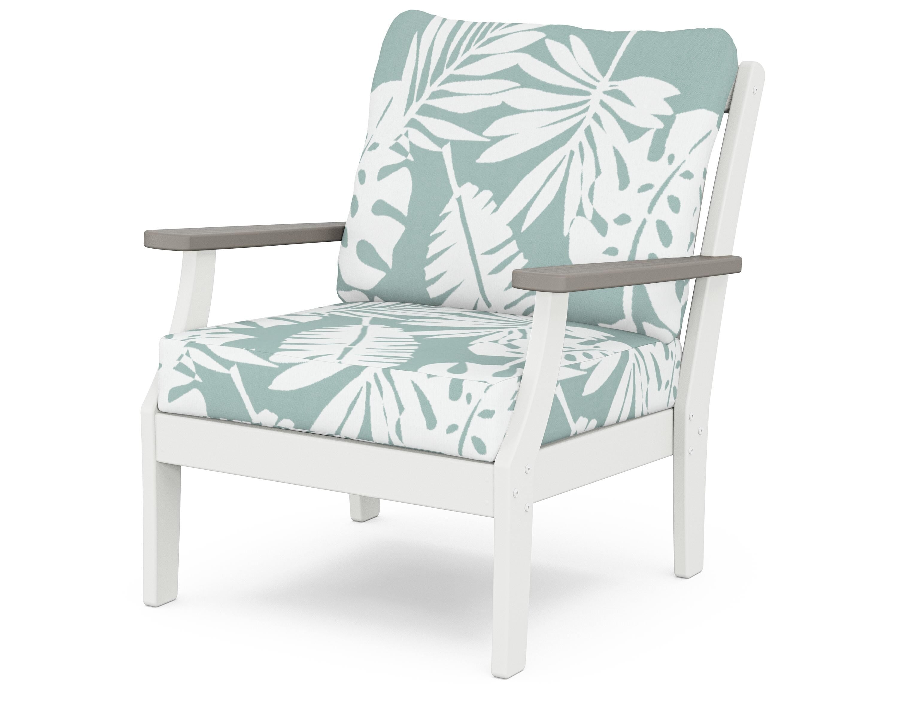 POLYWOOD® Braxton Deep Seating Chair in White / Driftwood / Leaf Glacier Spa