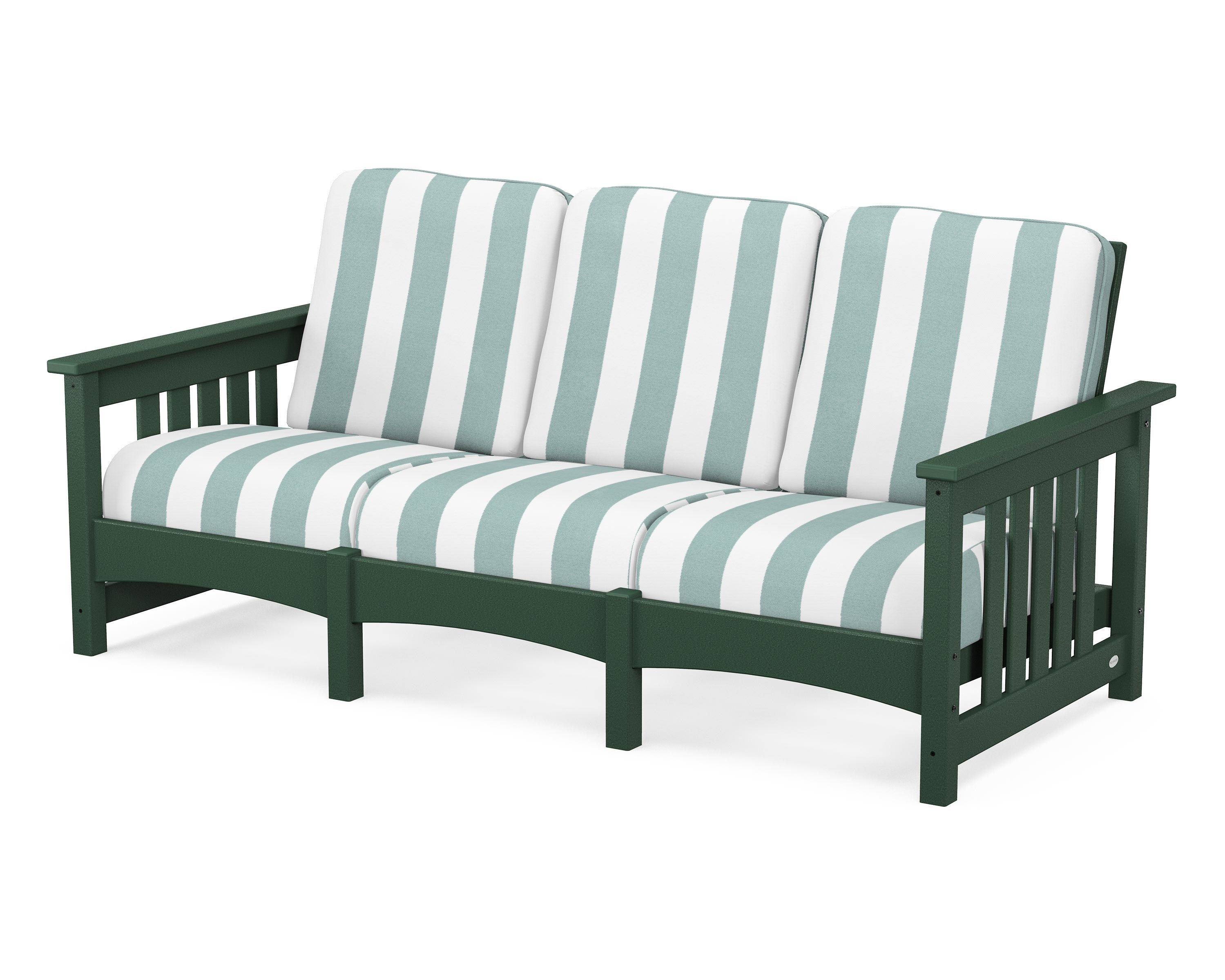 POLYWOOD® Club Mission Sofa in Green / Cabana Stripe Glacier Spa