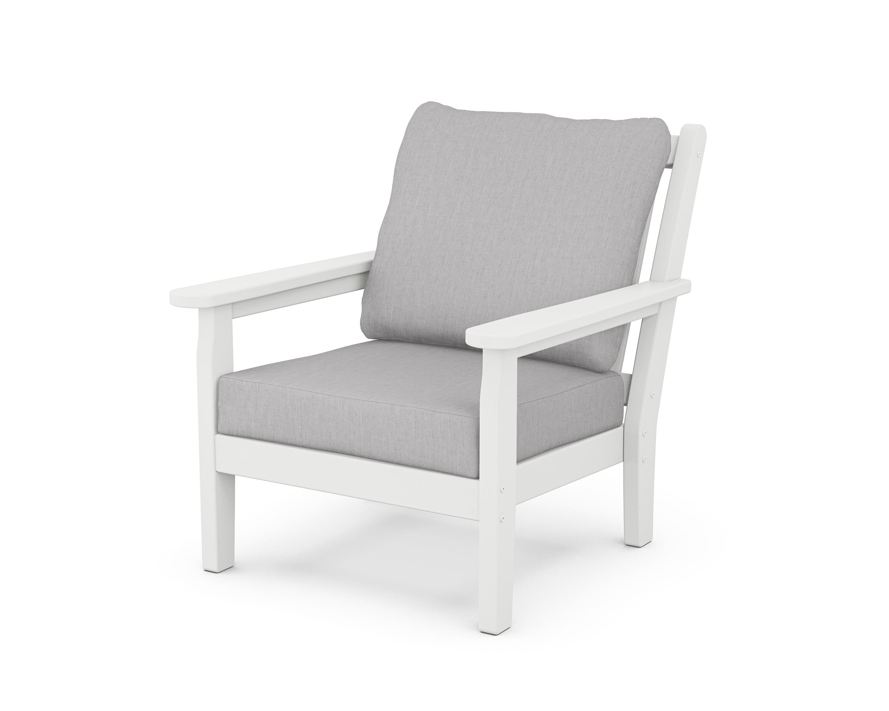 POLYWOOD® Chippendale Deep Seating Chair in White / Granite