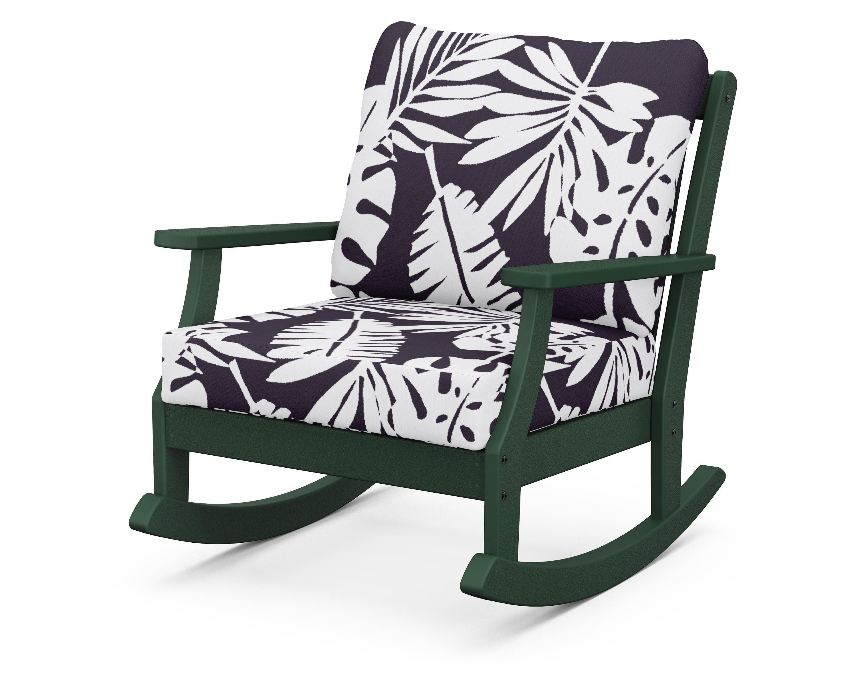 POLYWOOD® Braxton Deep Seating Rocking Chair in Green / Leaf Navy