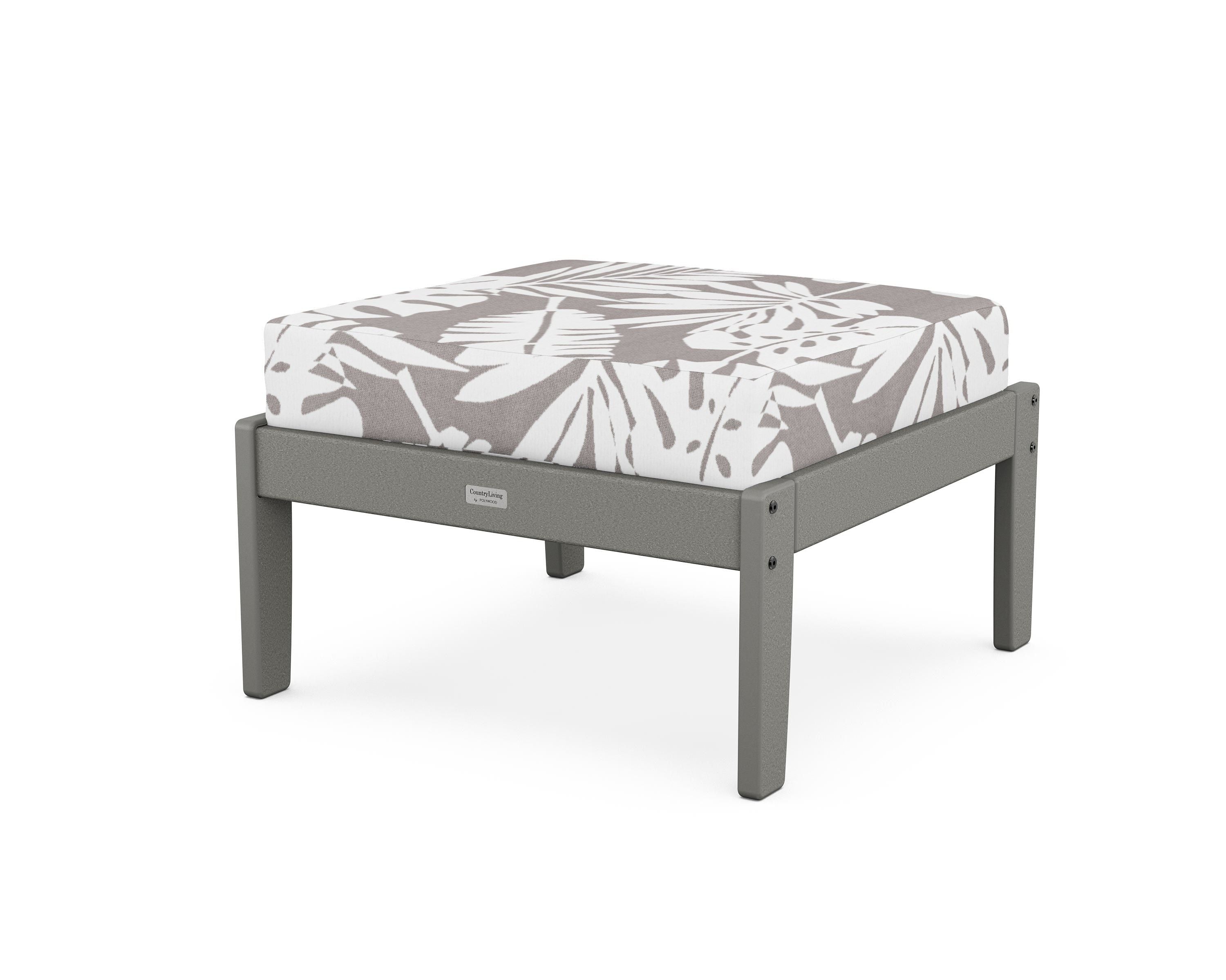 Country Living Cottage Deep Seating Ottoman in Slate Grey / Leaf Grey Mist