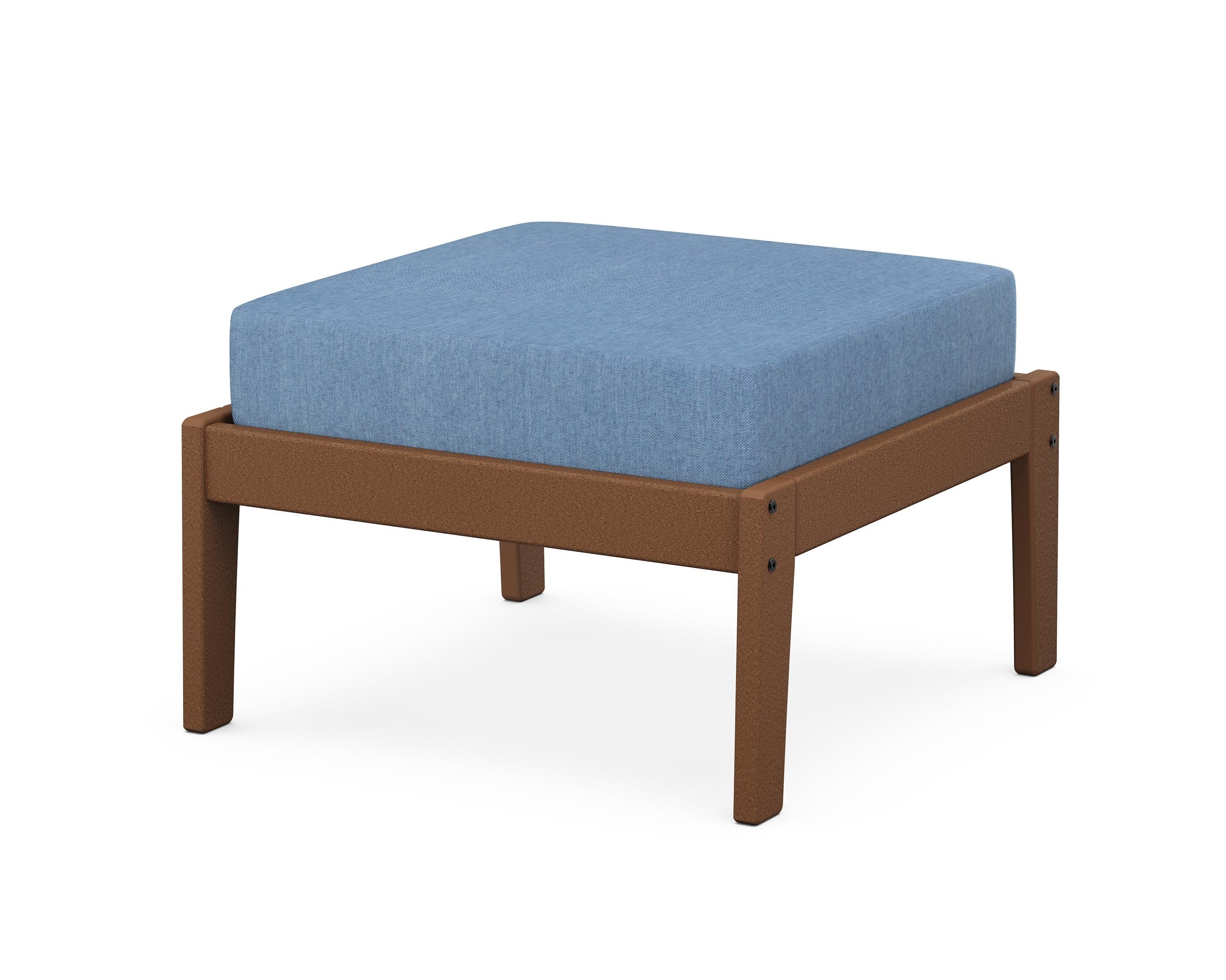 Unbranded Deep Seating Ottoman in Teak / Sky Blue