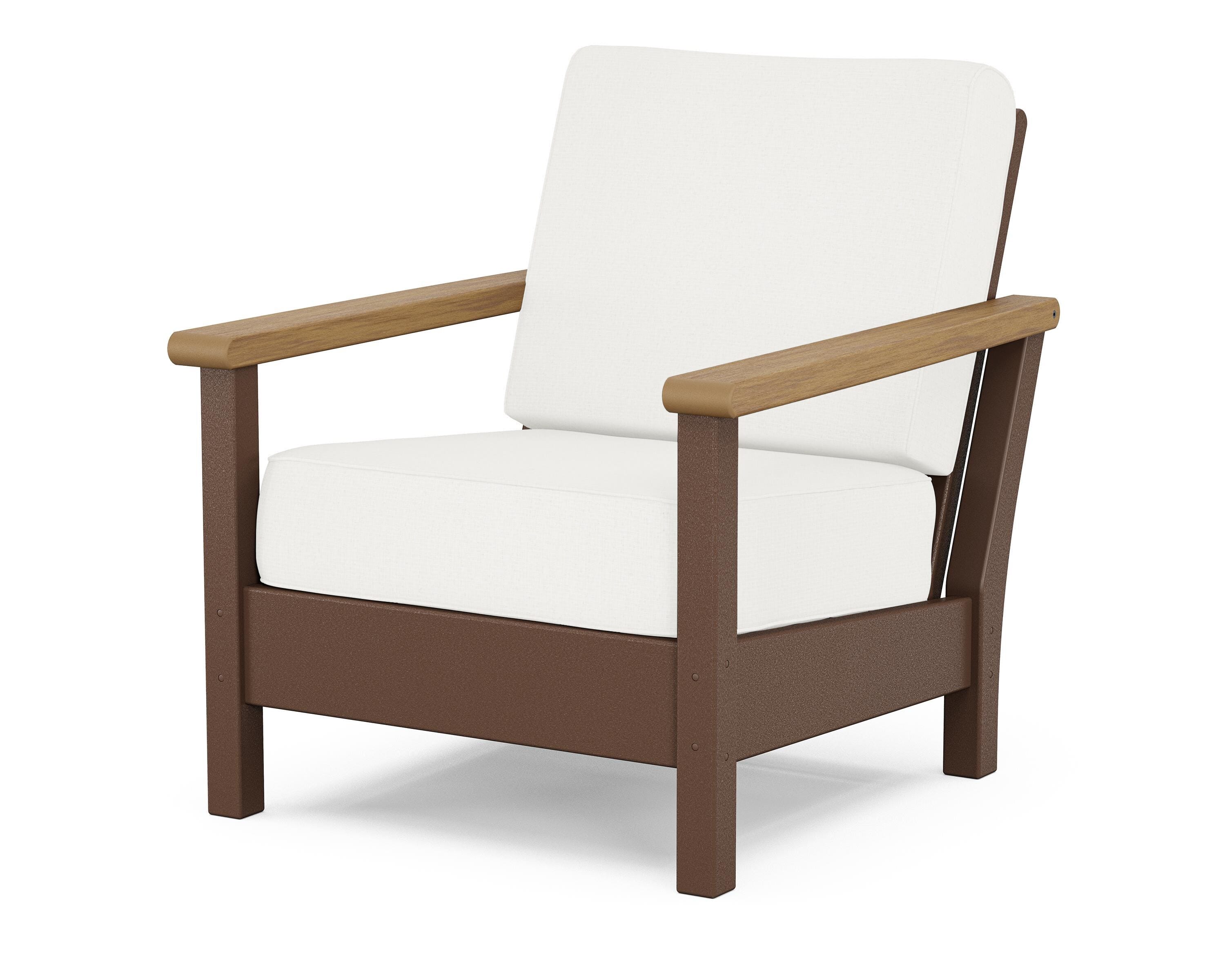 POLYWOOD® Harbour Deep Seating Chair in Mahogany / Natural / Natural Linen