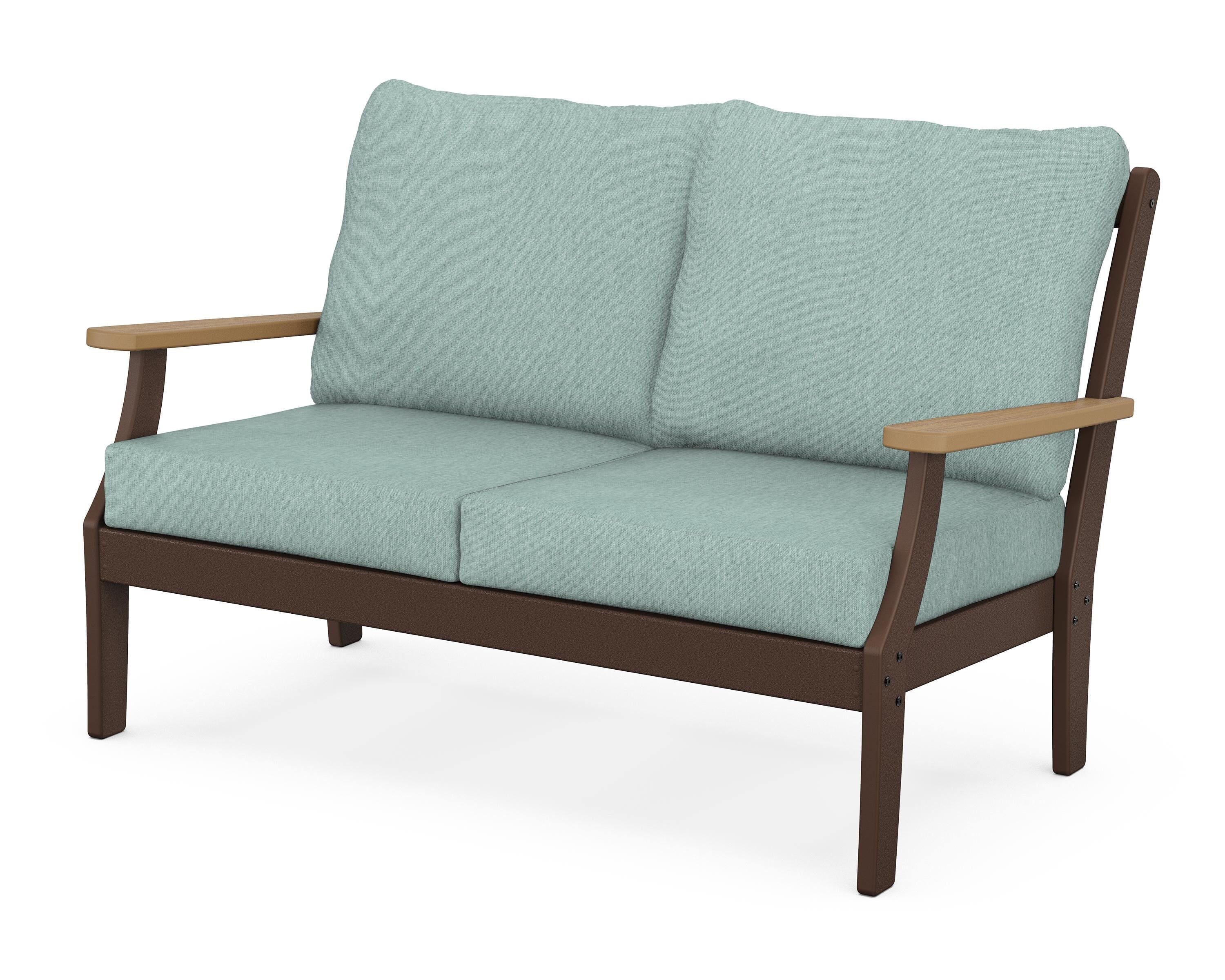 POLYWOOD® Braxton Deep Seating Loveseat in Mahogany / Natural / Glacier Spa
