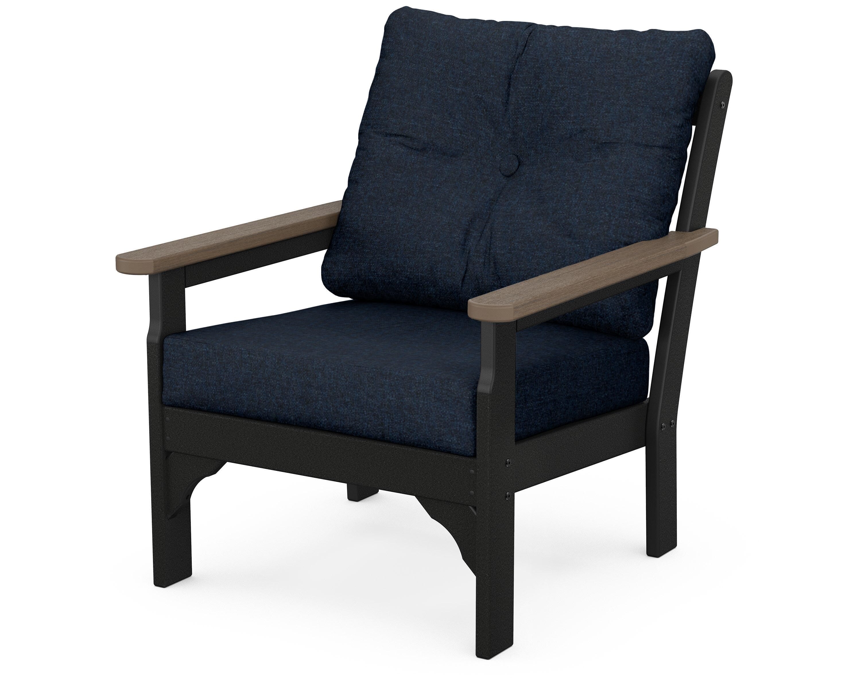 POLYWOOD® Vineyard Deep Seating Chair in White / Kona / Marine Indigo