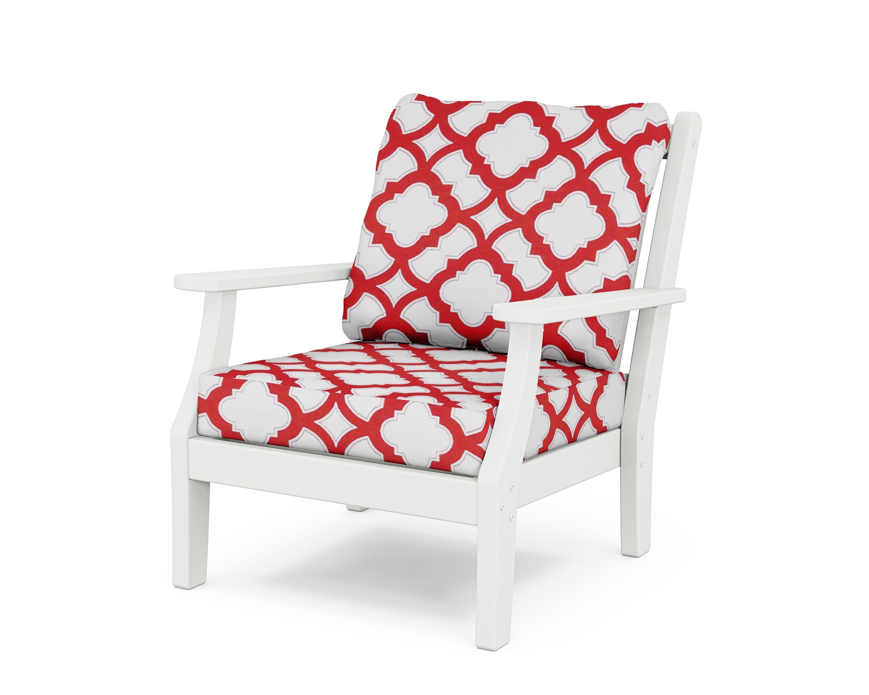 Country Living Wovendale Deep Seating Chair in White / Trellis Crimson