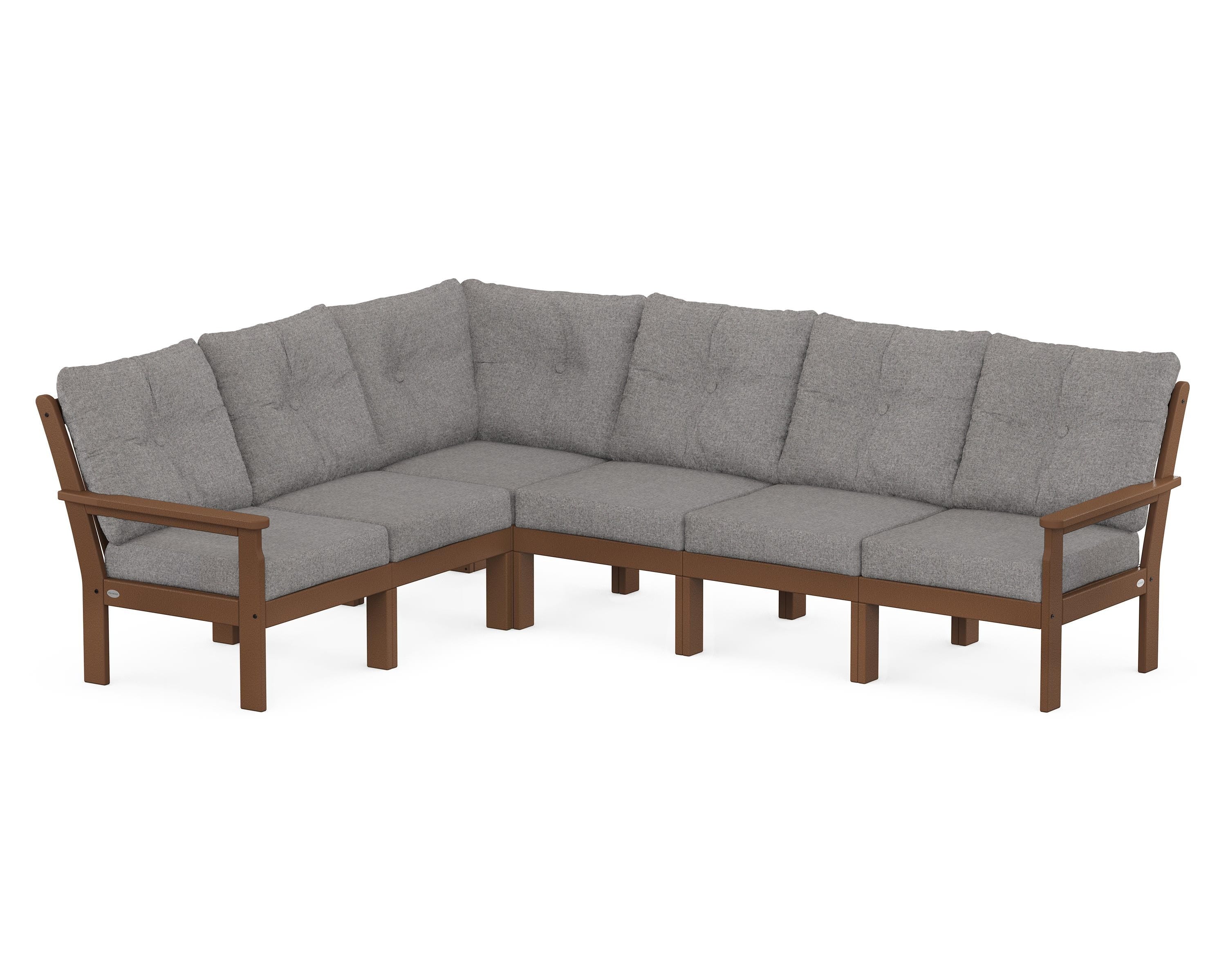 POLYWOOD® Vineyard 6-Piece Sectional in Teak / Grey Mist