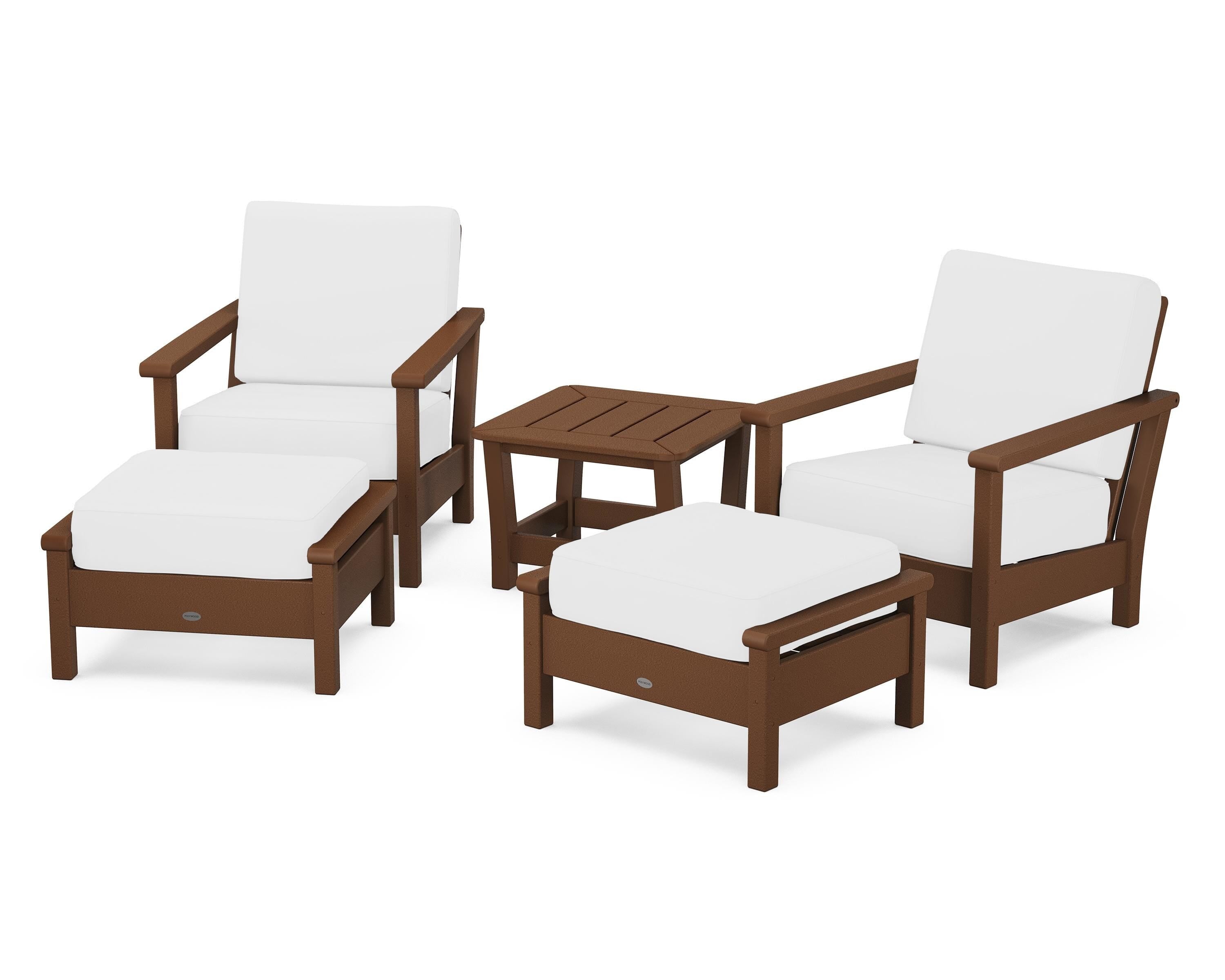 POLYWOOD® Harbour 5-Piece Deep Seating Chair Set in Teak / Natural