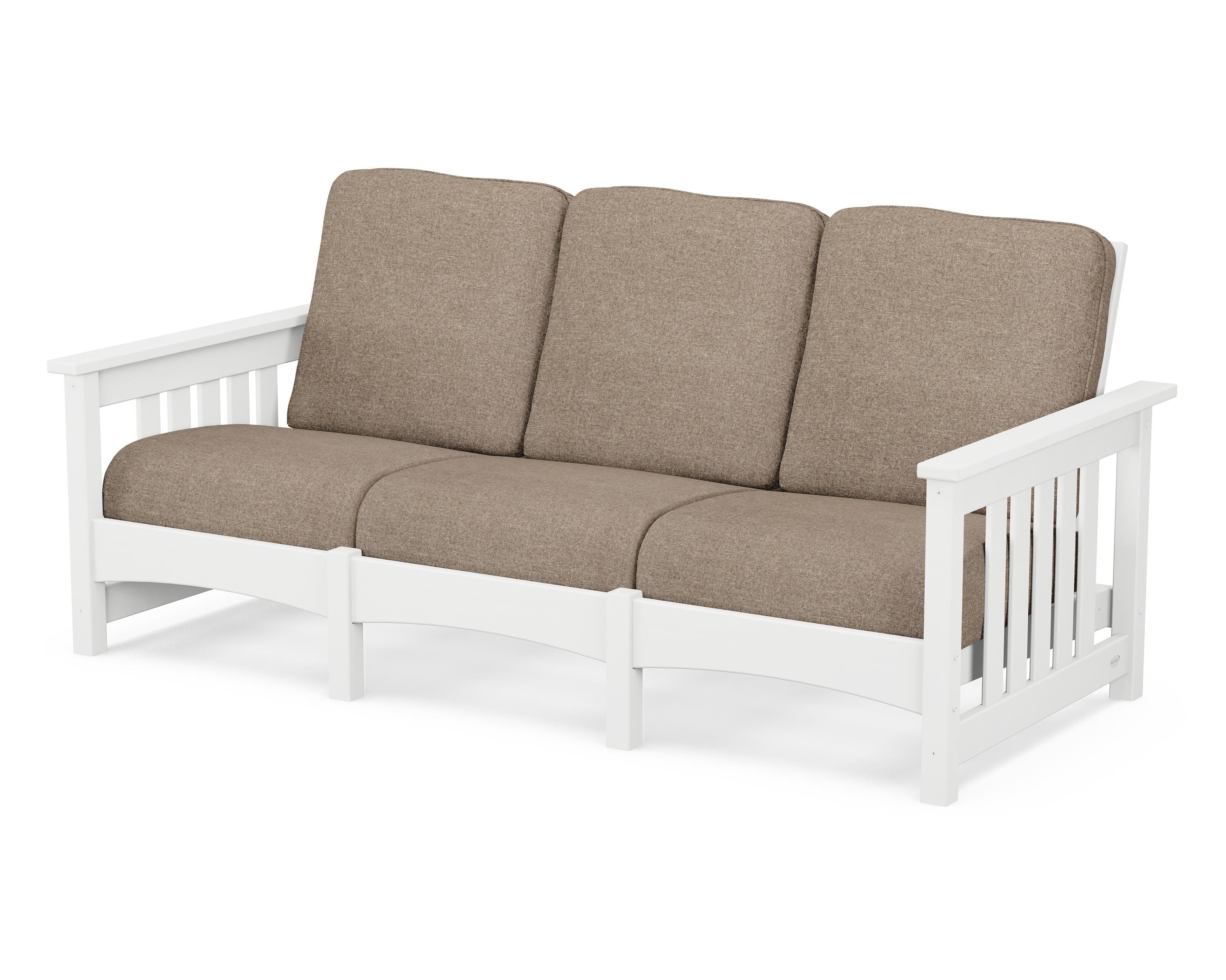 POLYWOOD® Club Mission Sofa in White / Spiced Burlap