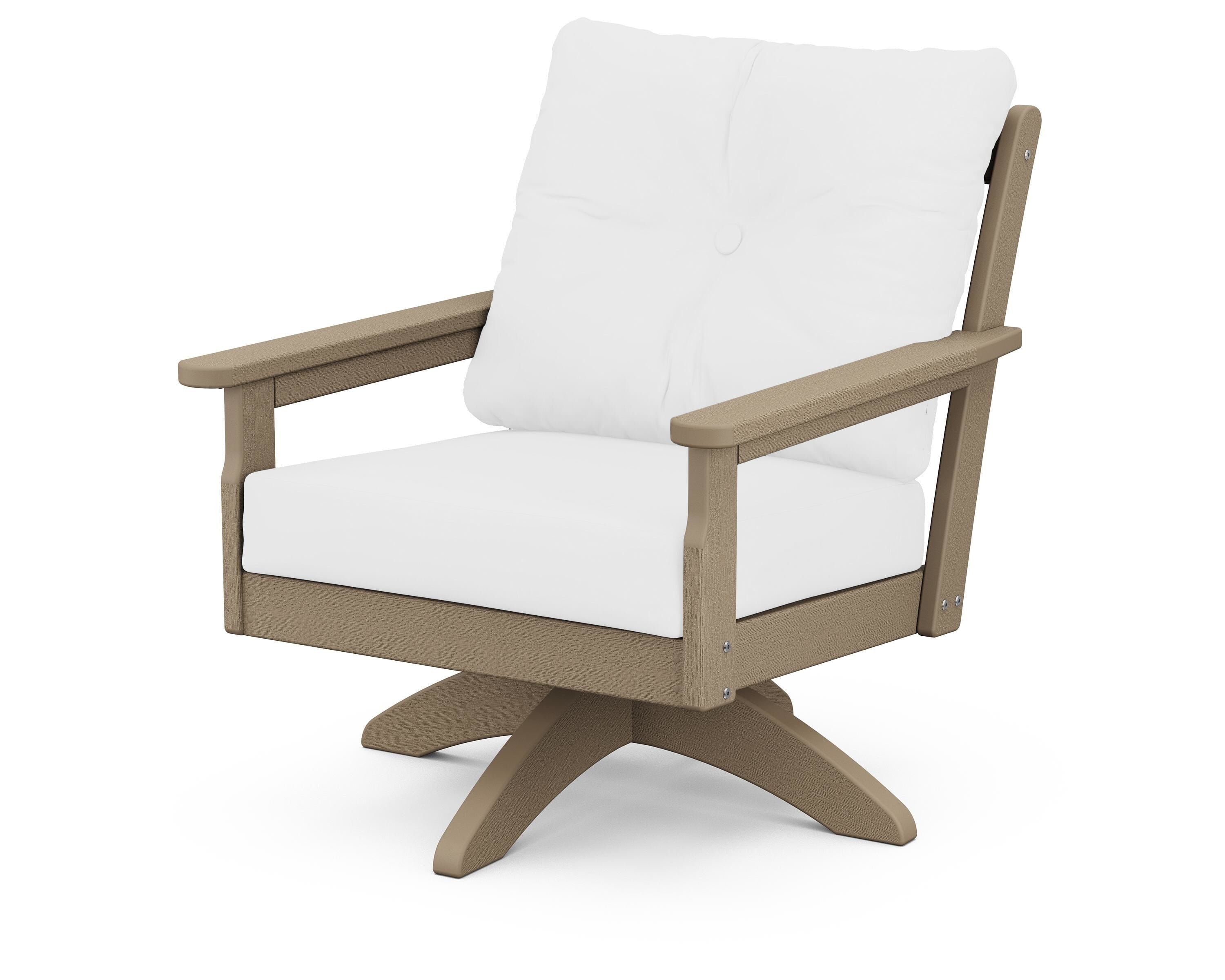 POLYWOOD® Vineyard Deep Seating Swivel Chair in Vintage Sahara / Natural