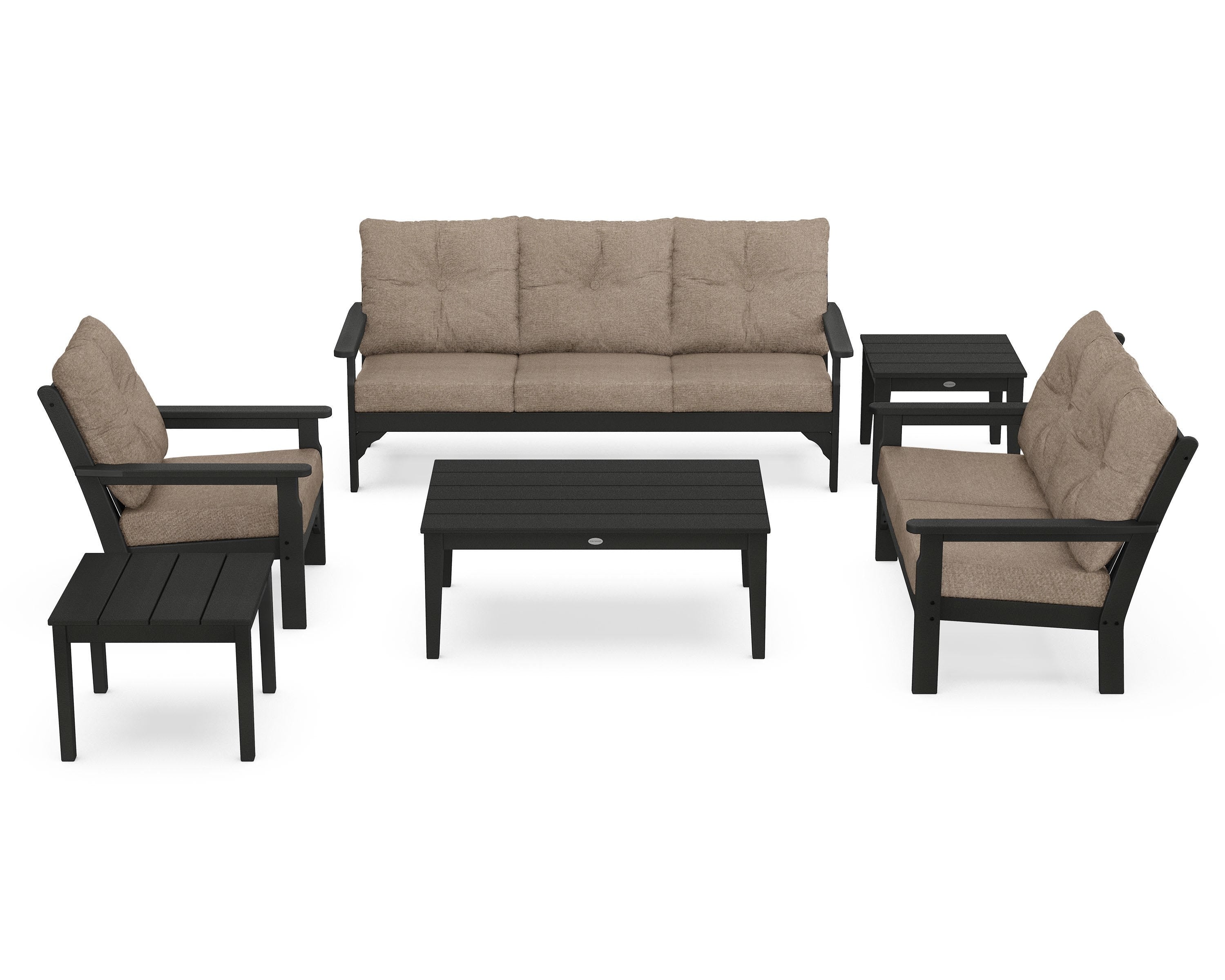 POLYWOOD® Vineyard 6-Piece Deep Seating Set in Green / Spiced Burlap