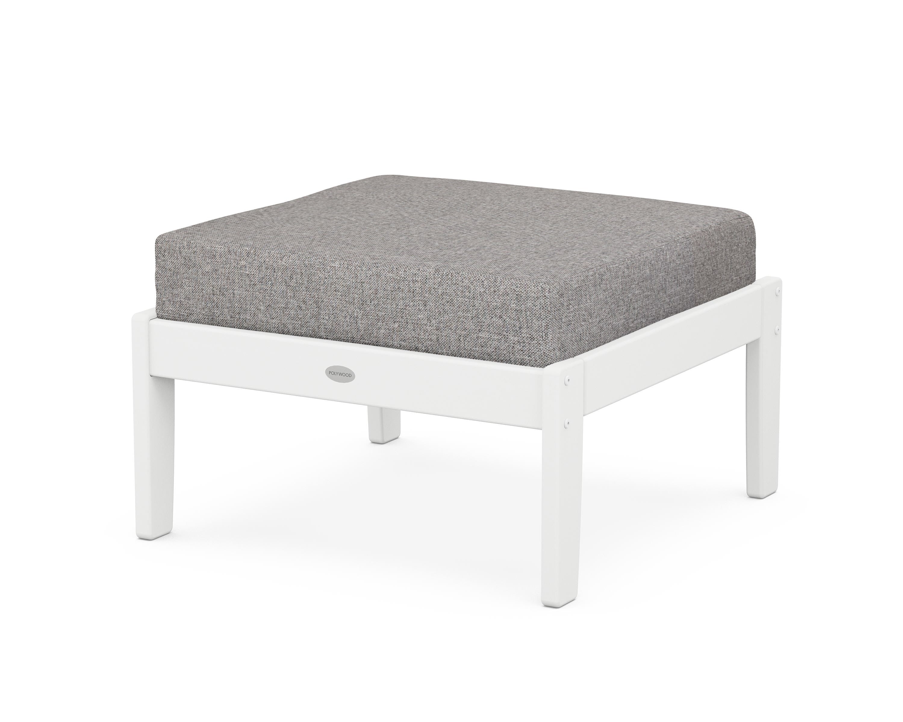 POLYWOOD® Braxton Deep Seating Ottoman in White / Grey Mist
