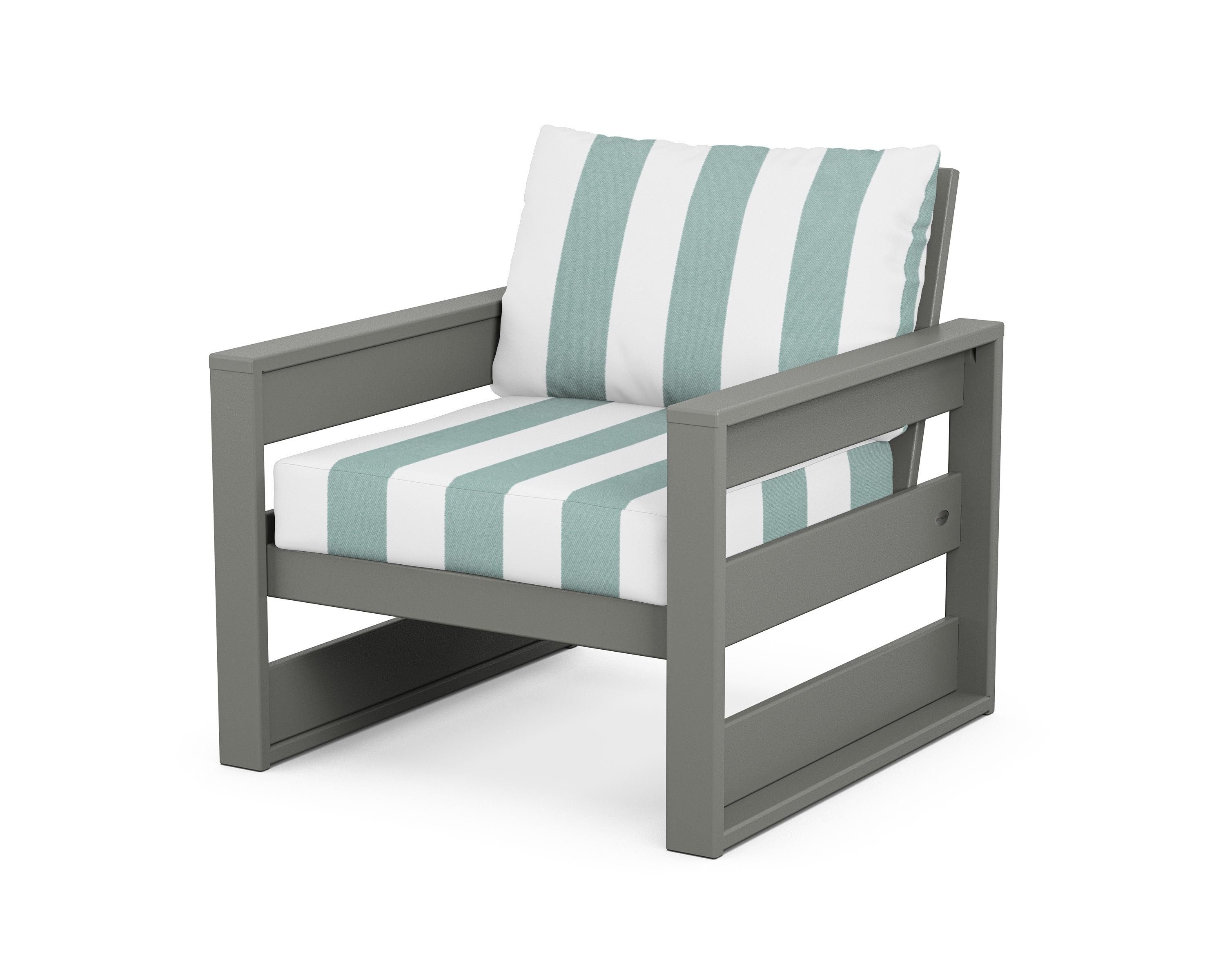 POLYWOOD® Westport Club Chair in Slate Grey / Cabana Stripe Glacier Spa