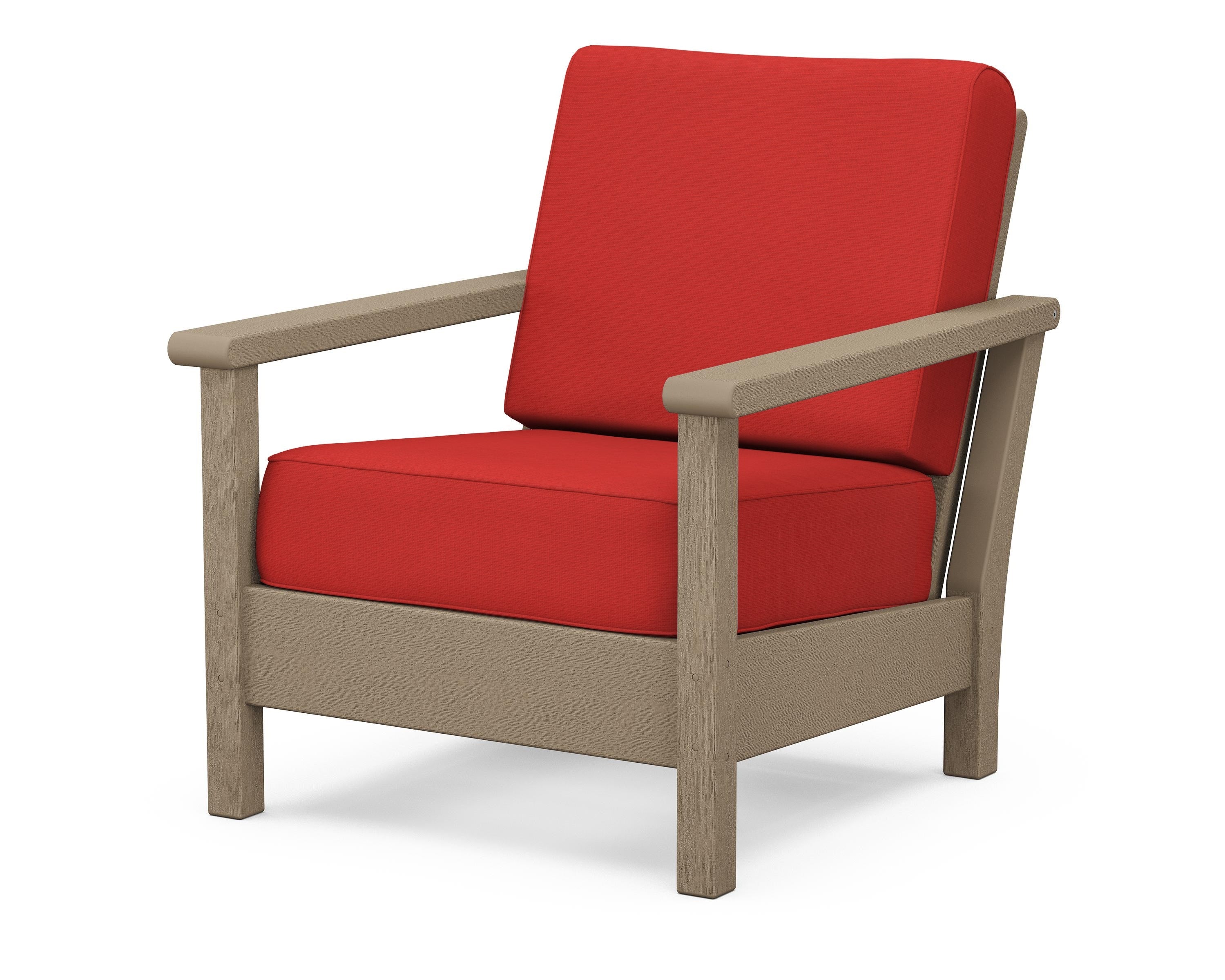 POLYWOOD® Harbour Deep Seating Chair in Vintage Sahara / Crimson Linen