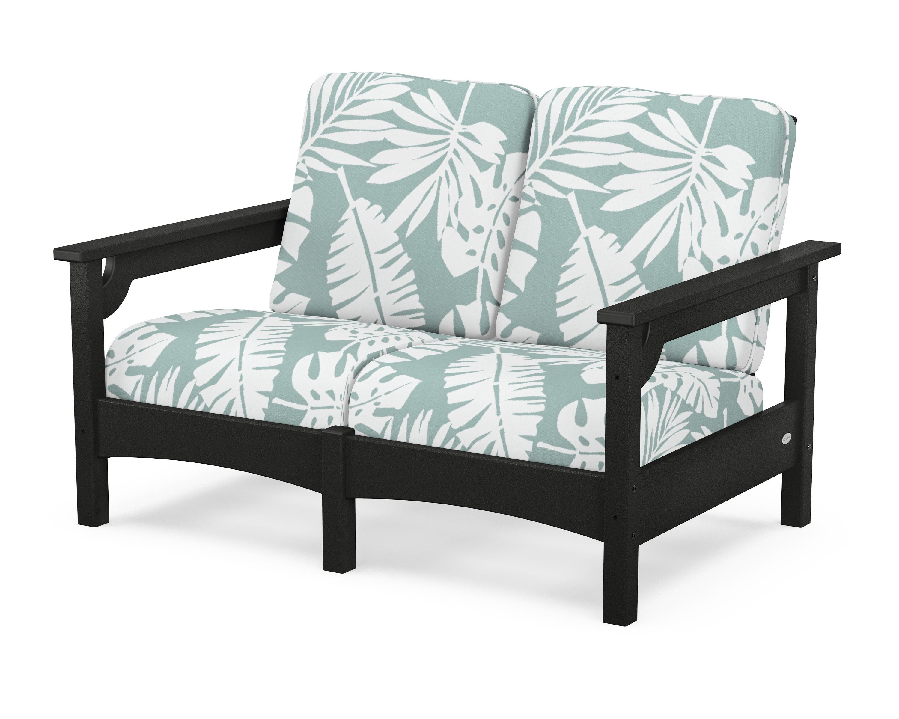 POLYWOOD® Club Loveseat in Black / Leaf Glacier Spa