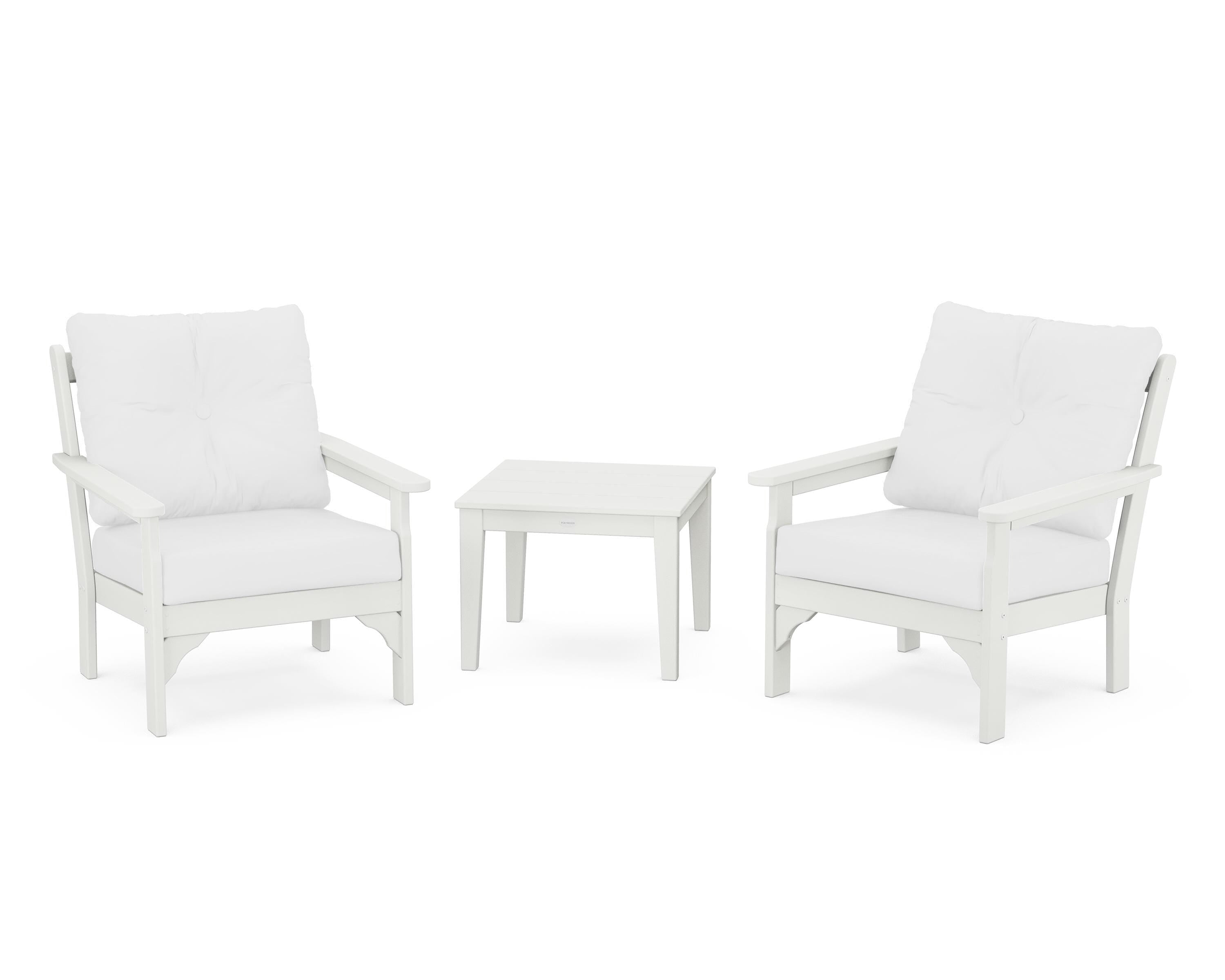 POLYWOOD® Vineyard 3-Piece Deep Seating Set in Vintage White / Natural