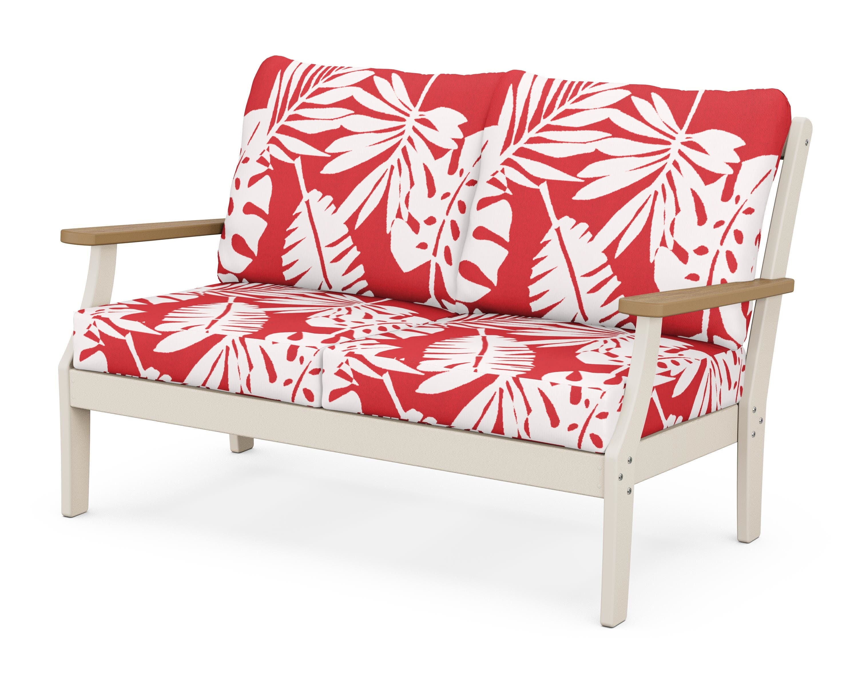 POLYWOOD® Braxton Deep Seating Loveseat in Sand / Natural / Leaf Crimson