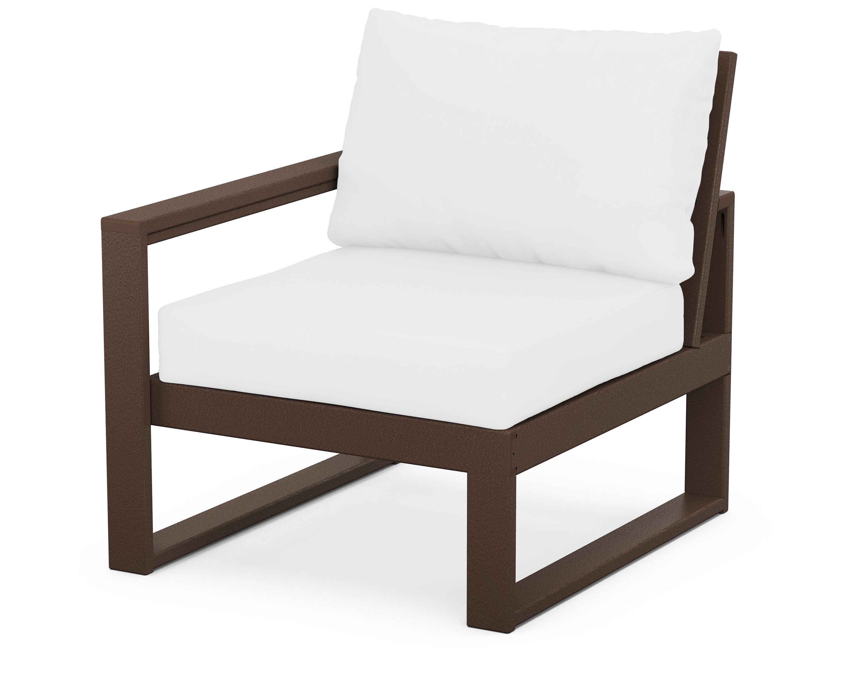 POLYWOOD® EDGE Modular Left Arm Chair in Mahogany / Natural
