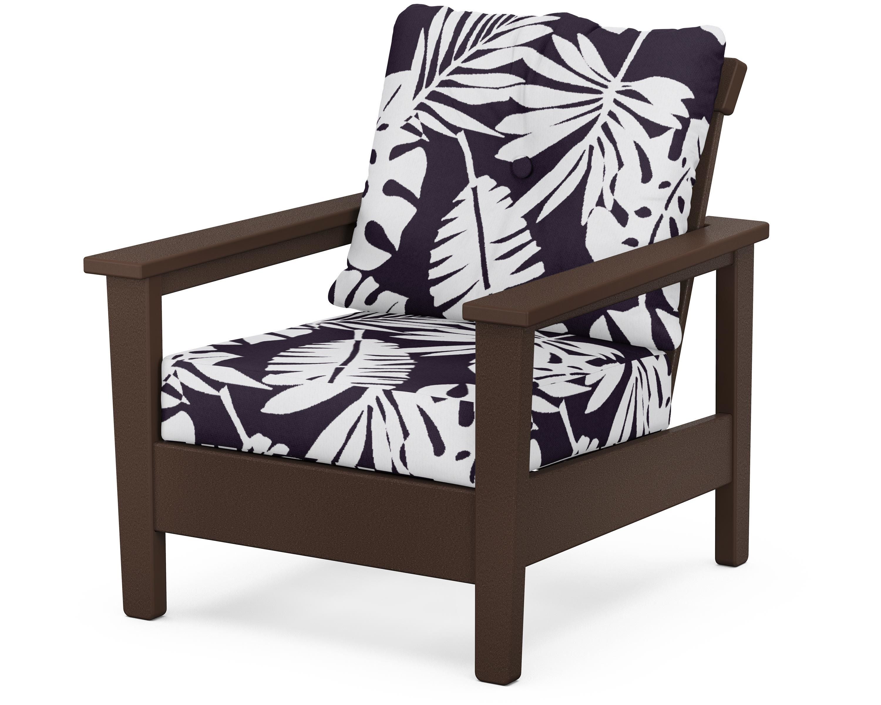POLYWOOD® Prescott Deep Seating Chair in Mahogany / Leaf Navy