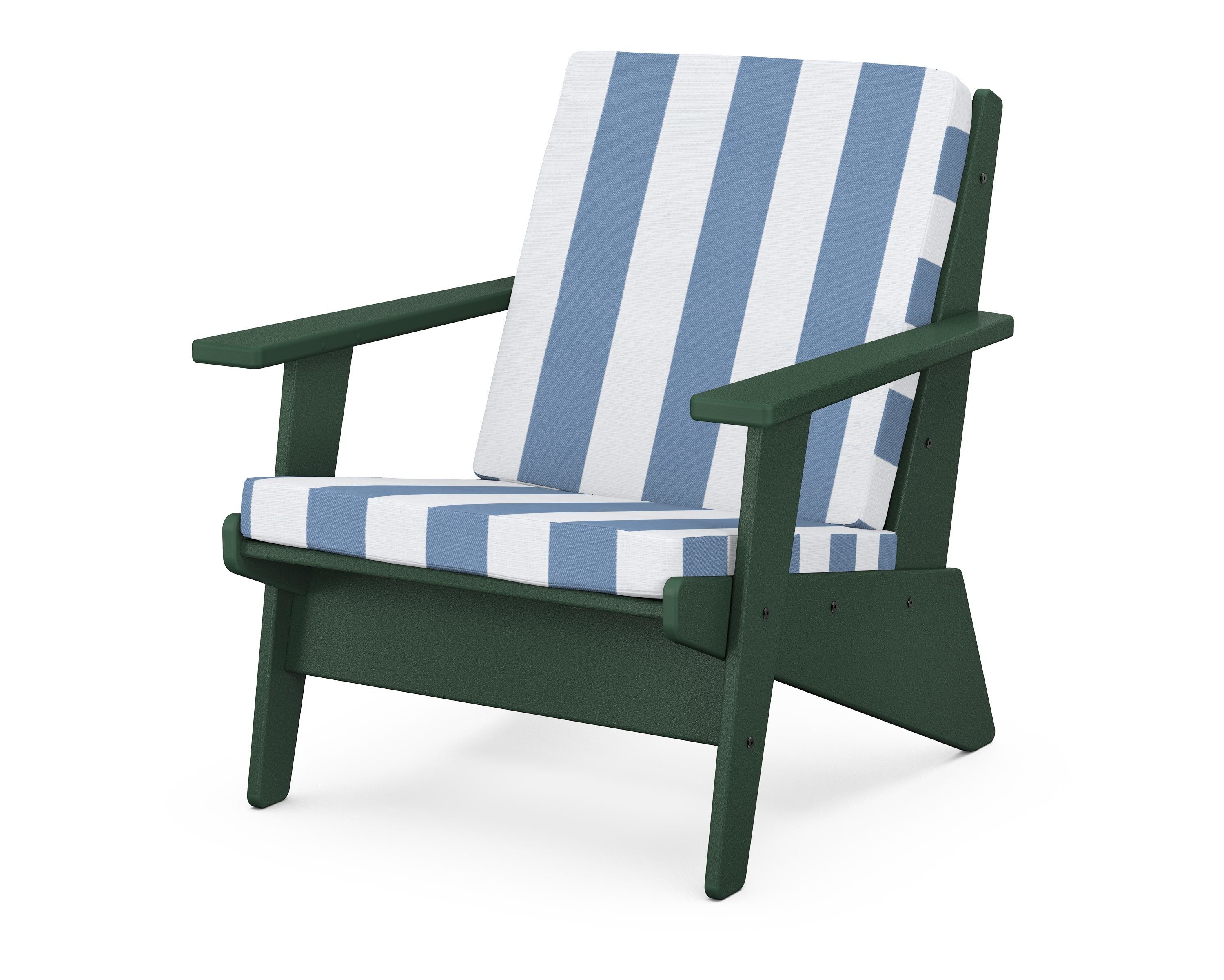 POLYWOOD® Riviera Modern Lounge Chair in Green / Cabana Stripe Sky Blue