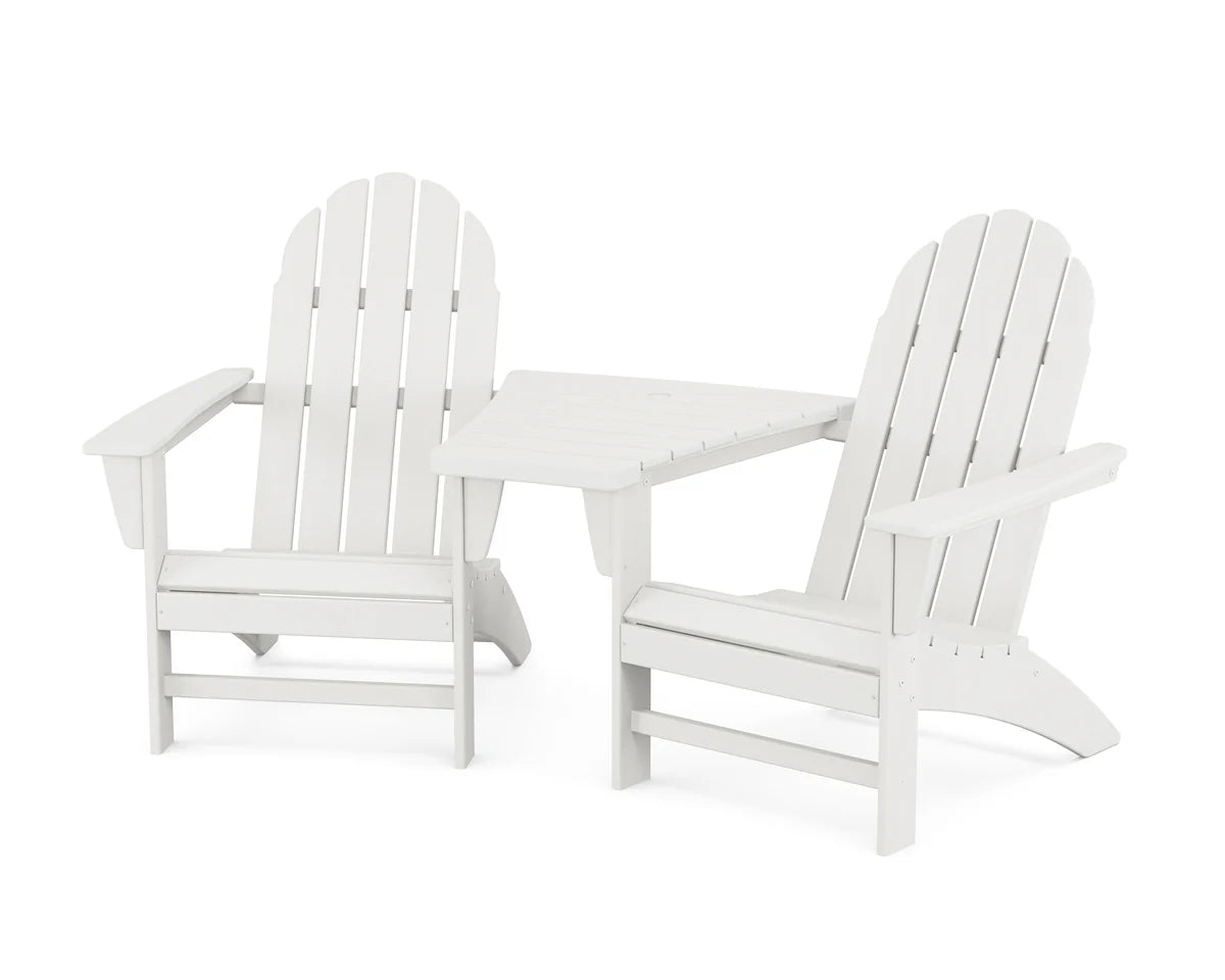 Vineyard 3-Piece Adirondack Set with Angled Connecting Table