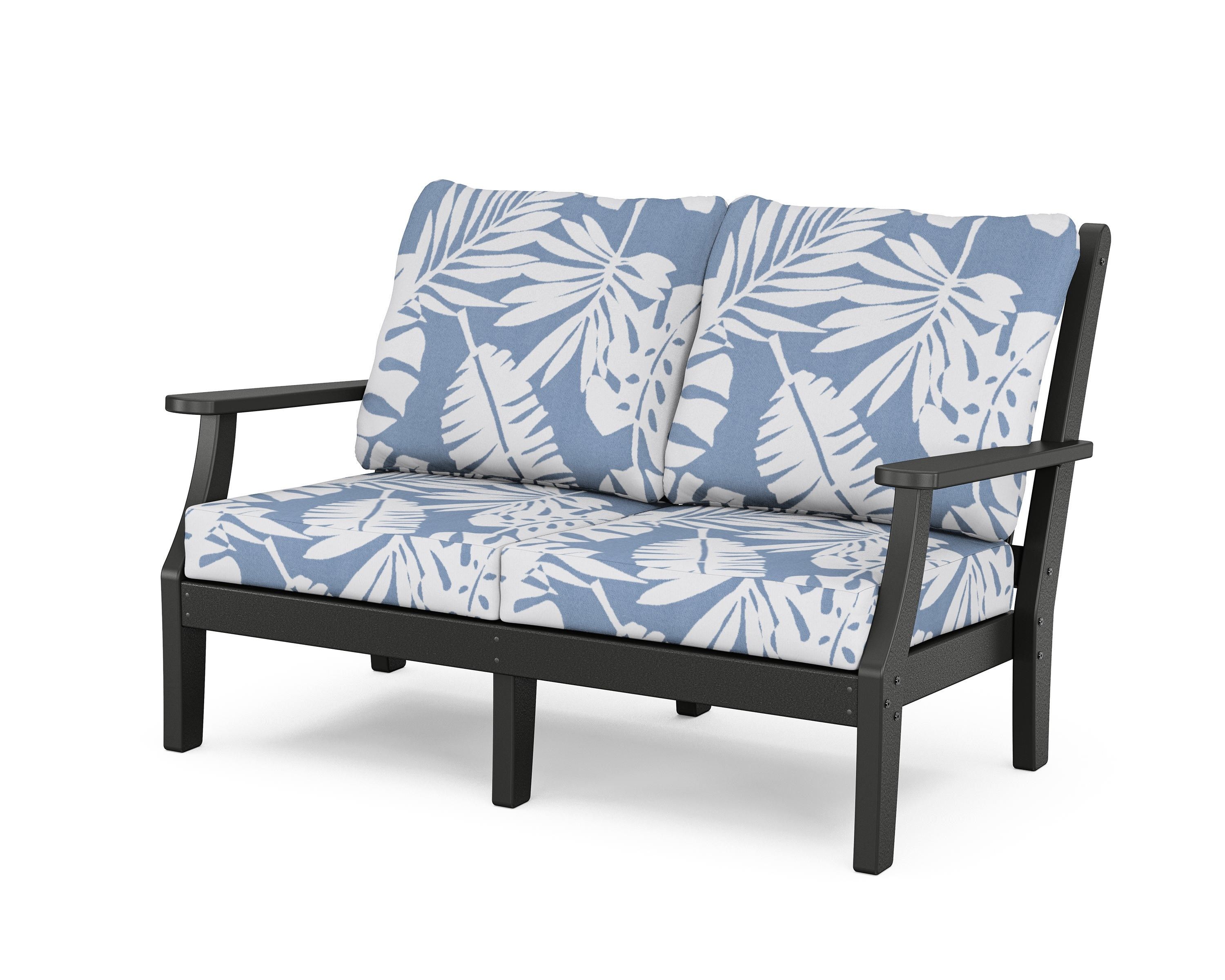 Country Living Wovendale Deep Seating Loveseat in Black / Leaf Sky Blue