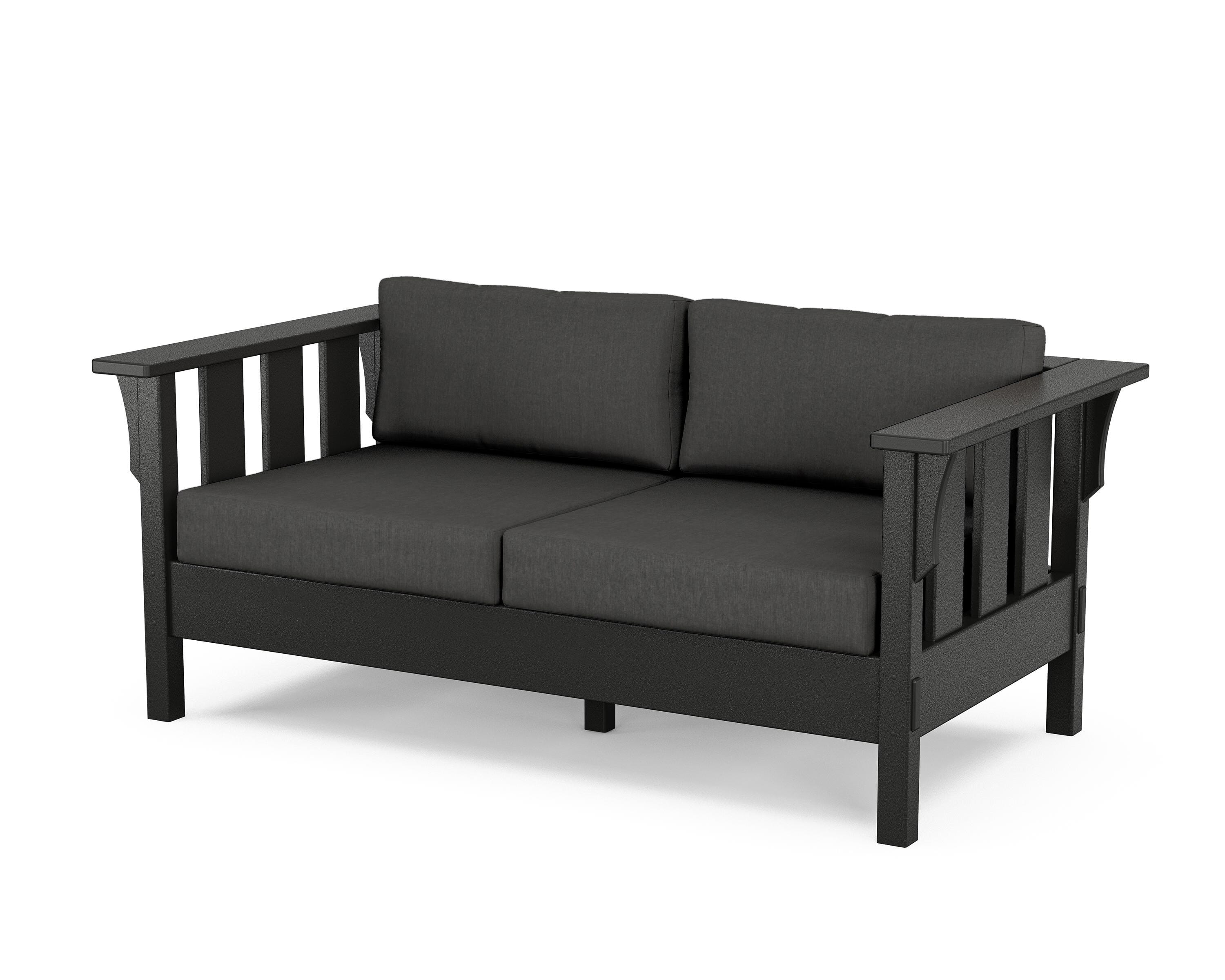 Martha Stewart by POLYWOOD® Acadia Deep Seating Loveseat in Black / Spectrum Carbon