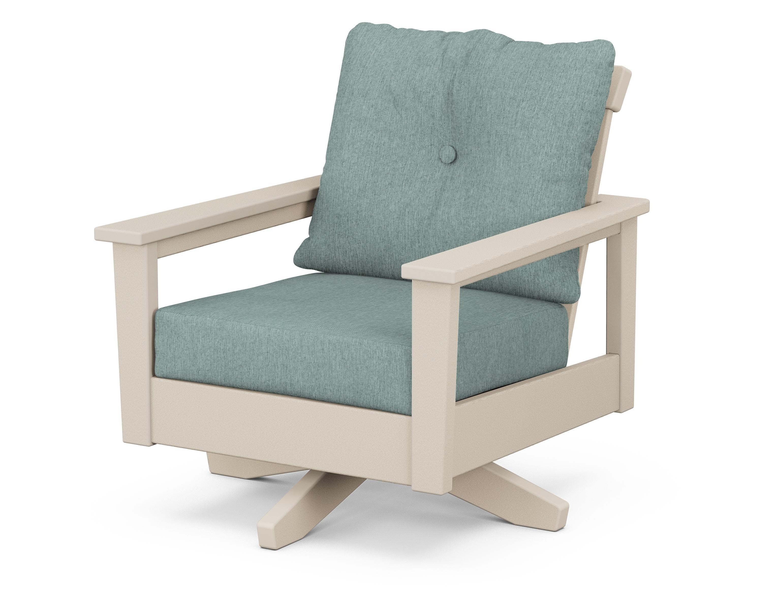 POLYWOOD® Prescott Deep Seating Swivel Chair in Sand / Glacier Spa