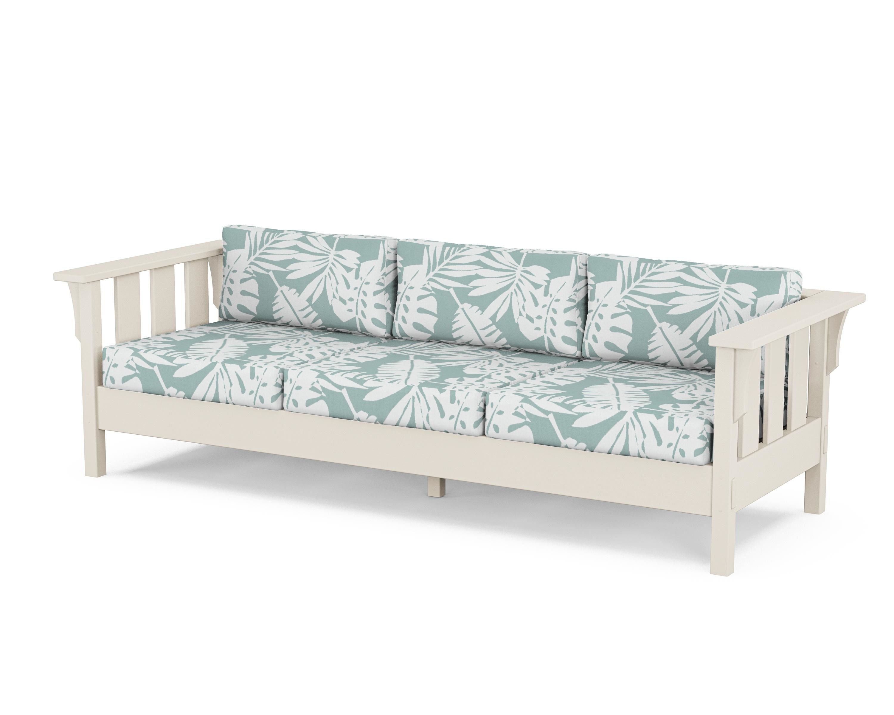 Martha Stewart by POLYWOOD® Acadia Deep Seating Sofa in Sand / Leaf Glacier Spa
