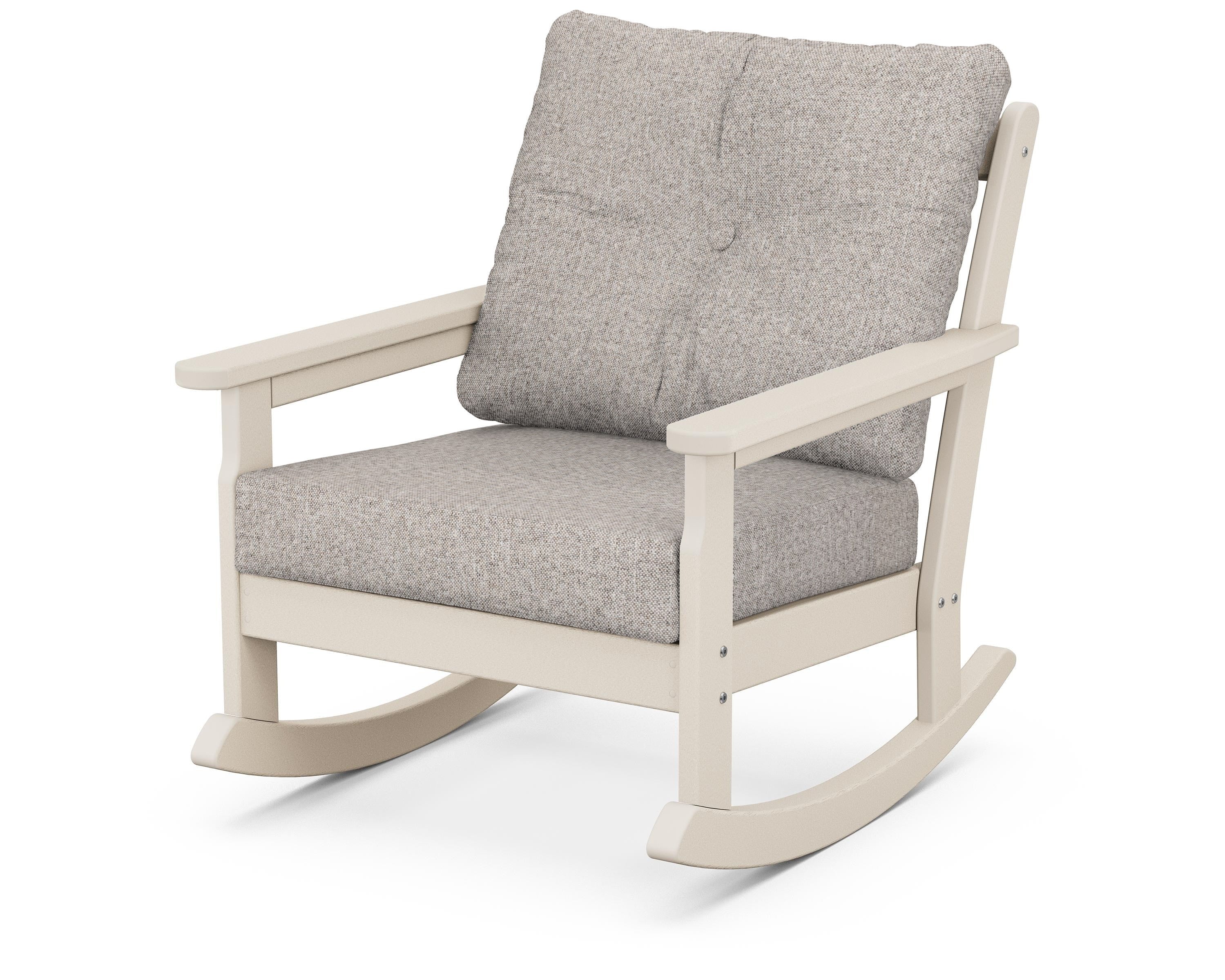 POLYWOOD® Vineyard Deep Seating Rocking Chair in Sand / Weathered Tweed