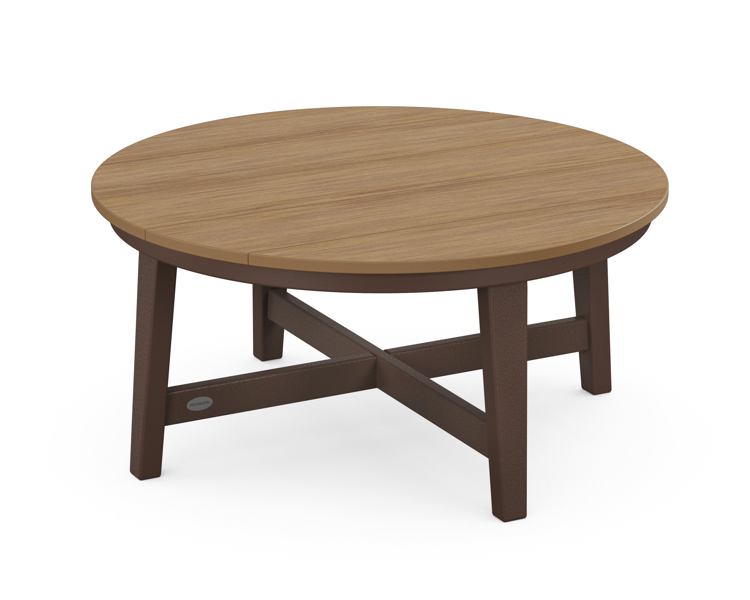 POLYWOOD® Newport 36" Round Coffee Table in Mahogany / Natural