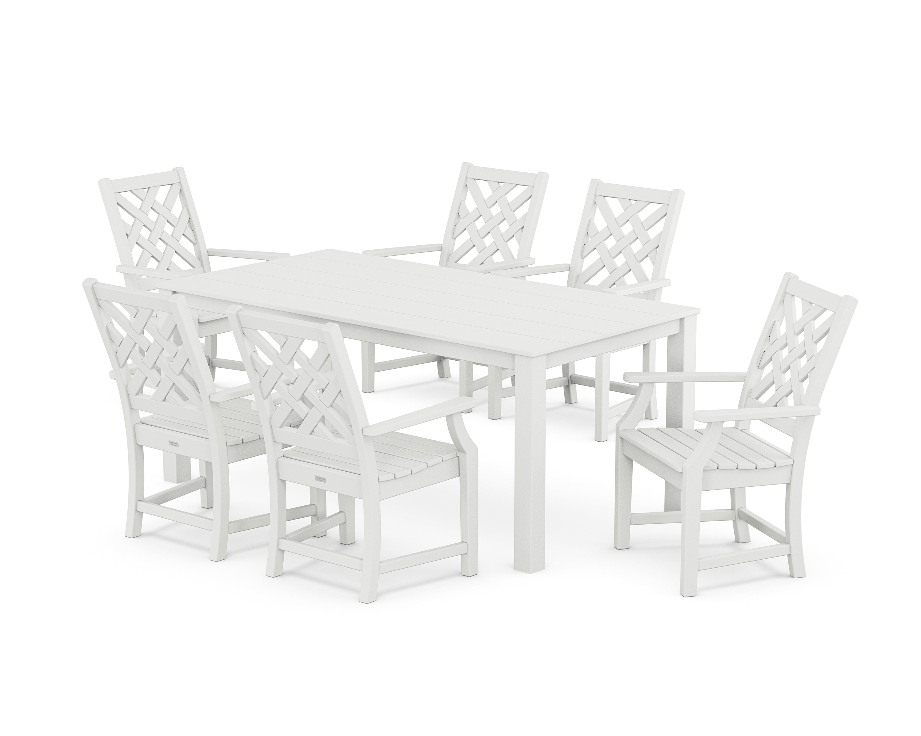 Country Living Wovendale Arm Chair 7-Piece Parsons Dining Set in White