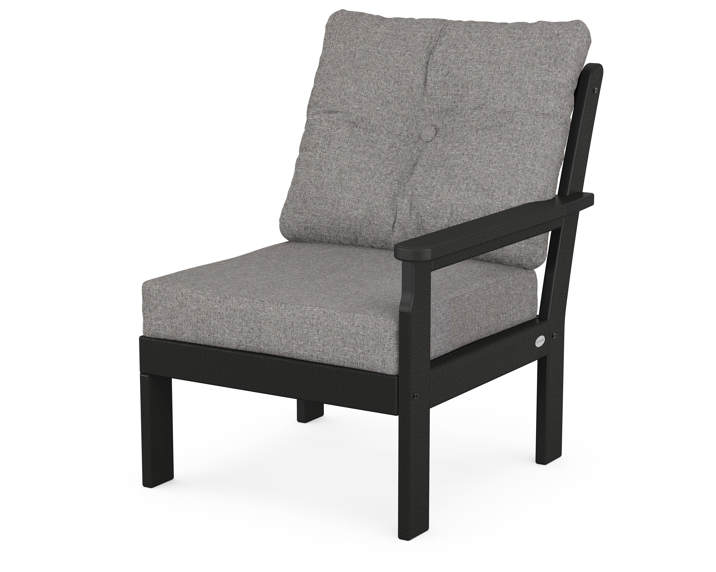 POLYWOOD® Vineyard Modular Right Arm Chair in Black / Grey Mist